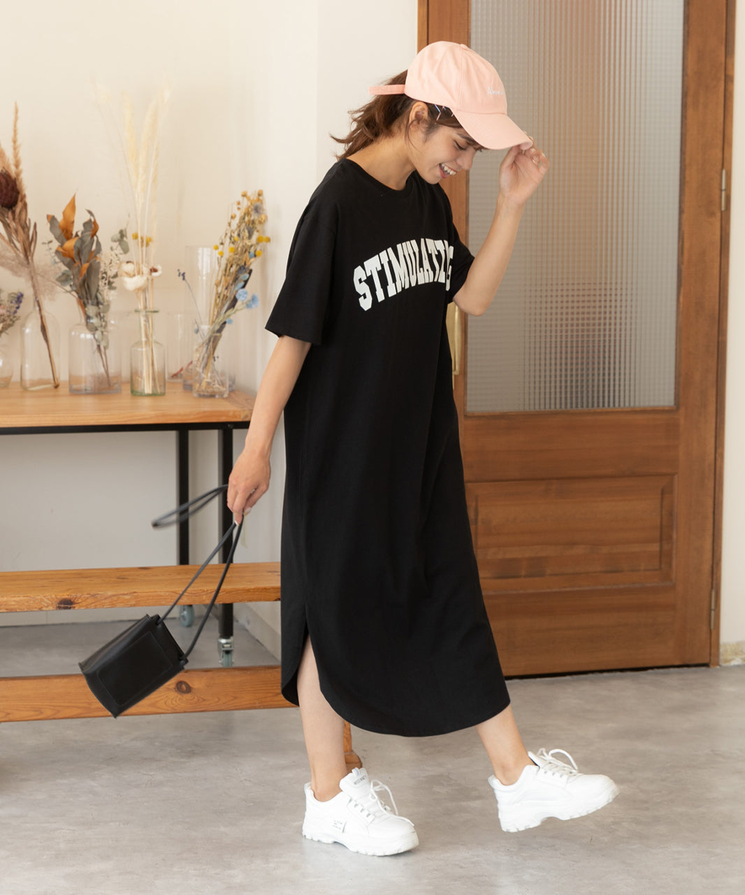 Adthie T-shirt dress short sleeve logo sweatshirt logo print with slit summer