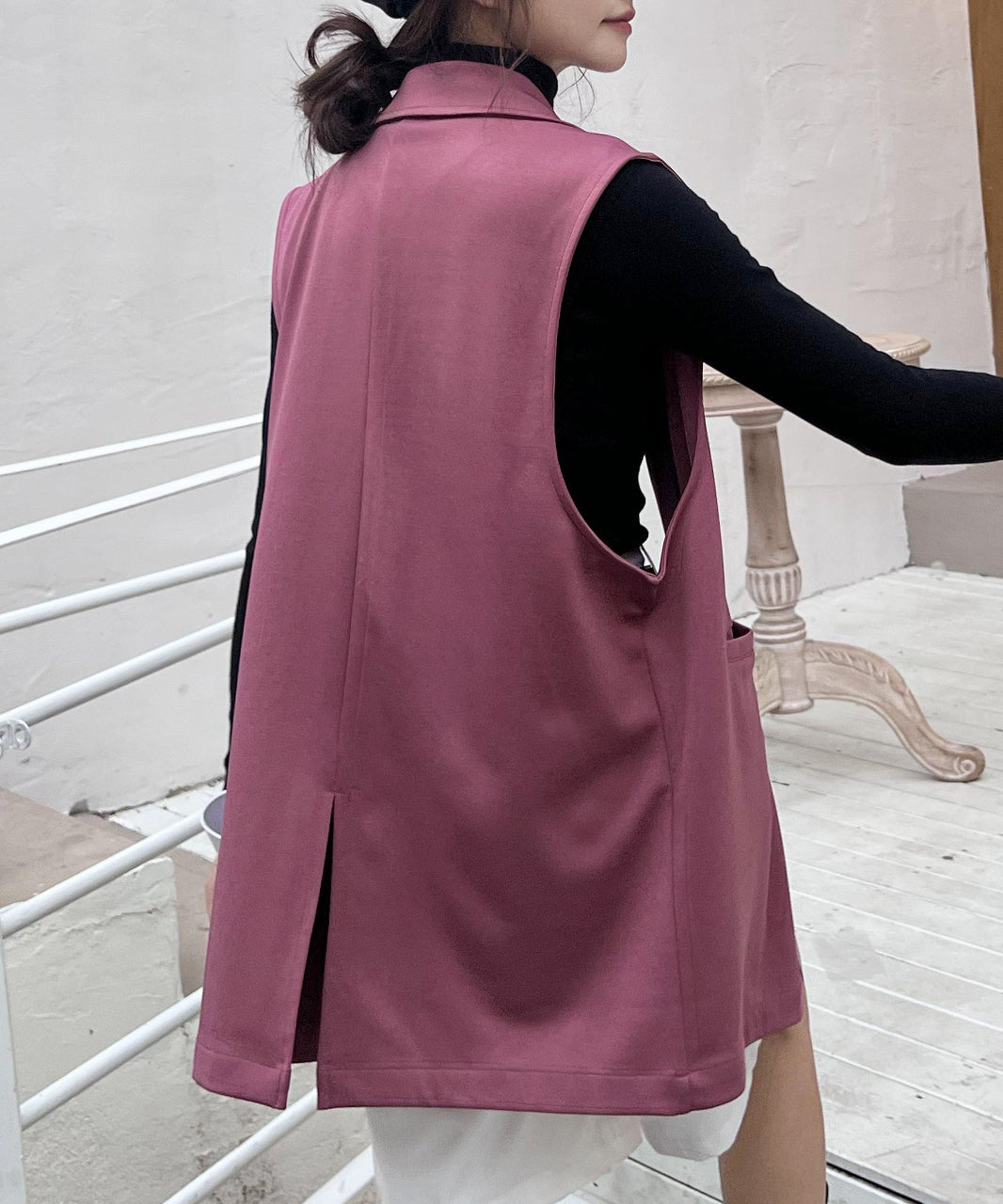 Adthie Easy to Move and Comfortable Stretch Material Tailored Gilet with Pockets