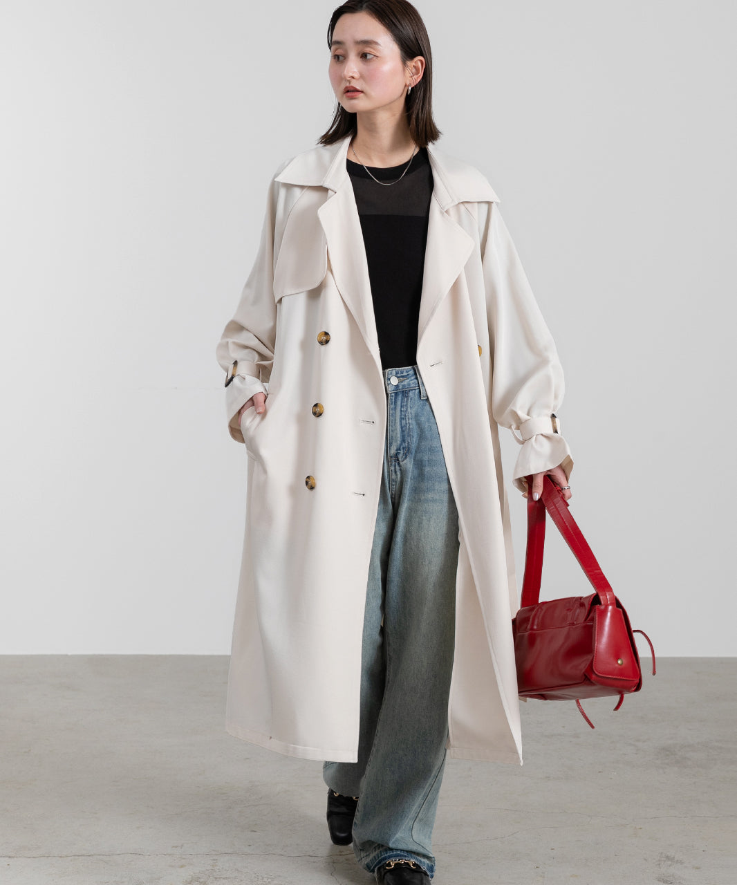 Adthie Candy Sleeve Long Trench Coat Autumn Wear Autumn Winter Wear Winter