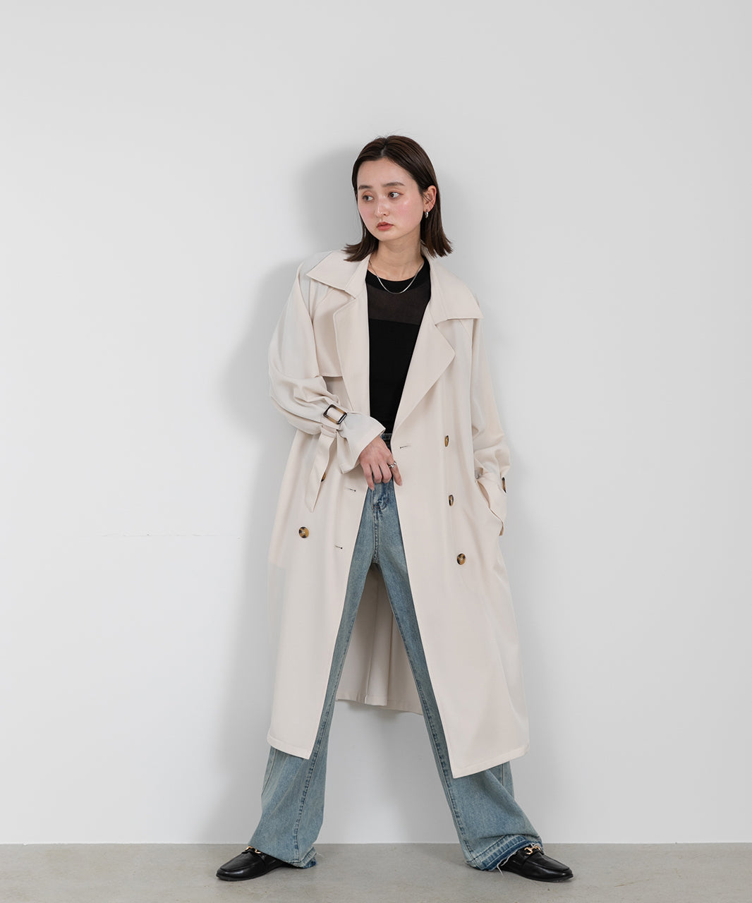 Adthie Candy Sleeve Long Trench Coat Autumn Wear Autumn Winter Wear Winter