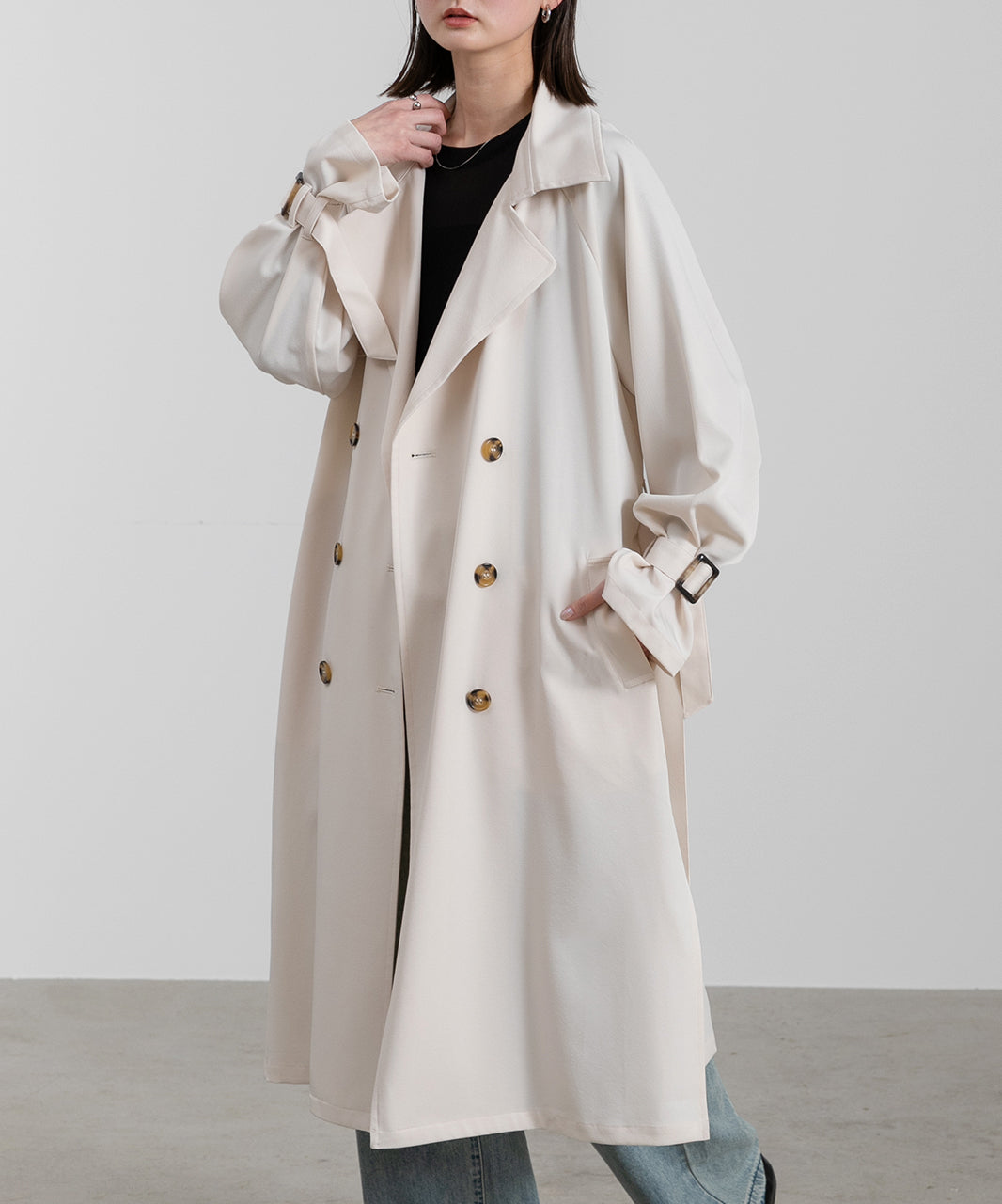 Adthie Candy Sleeve Long Trench Coat Autumn Wear Autumn Winter Wear Winter
