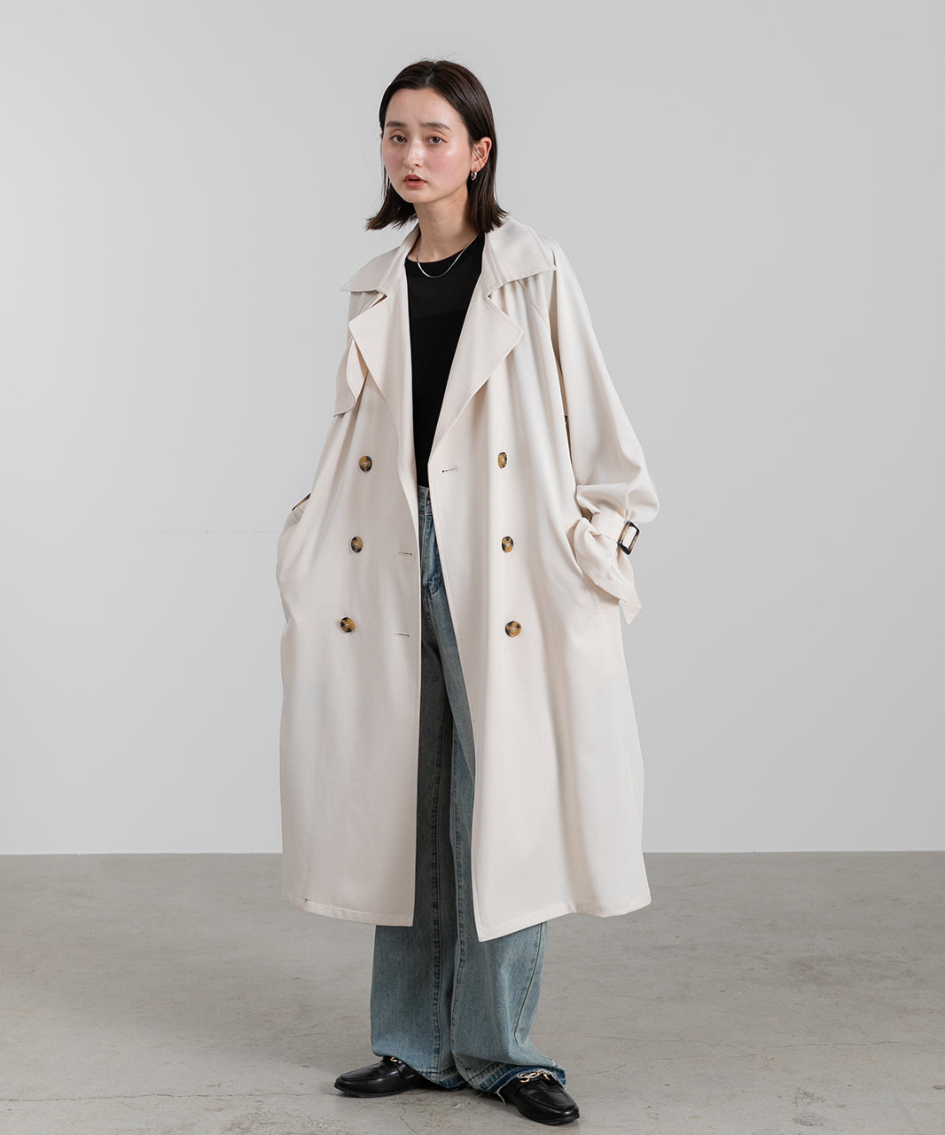 Adthie Candy Sleeve Long Trench Coat Autumn Wear Autumn Winter Wear Winter