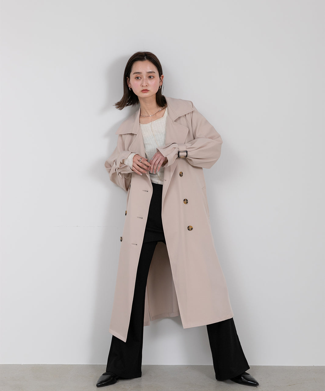 Adthie Candy Sleeve Long Trench Coat Autumn Wear Autumn Winter Wear Winter