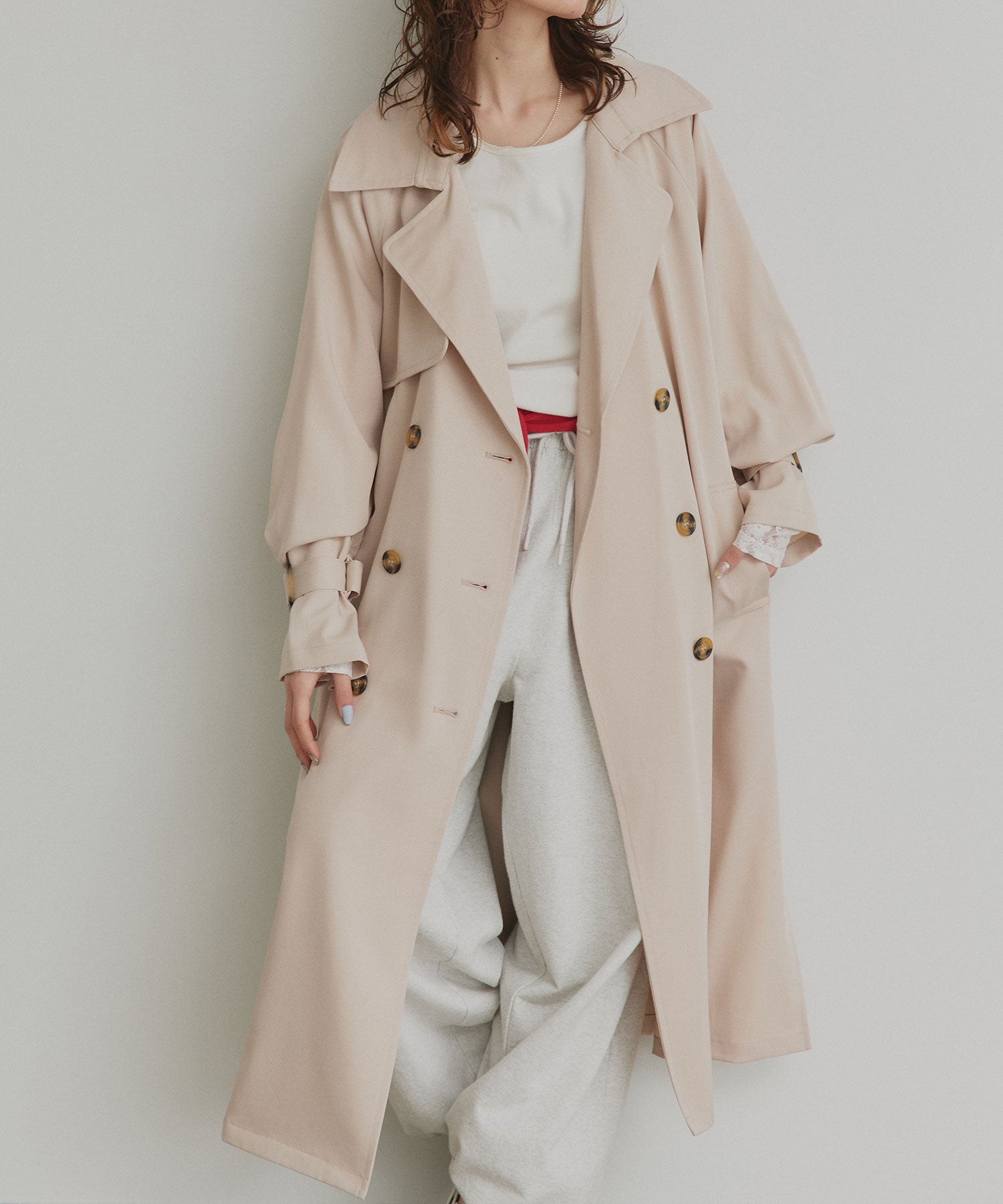 アドティエ ad thie  キャンディースリーブロングトレンチコート 秋服 秋 冬服 冬 （アイボリー） アイボリー