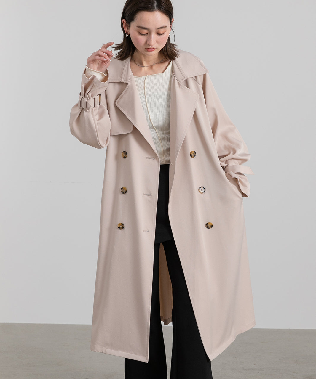 Adthie Candy Sleeve Long Trench Coat Autumn Wear Autumn Winter Wear Winter