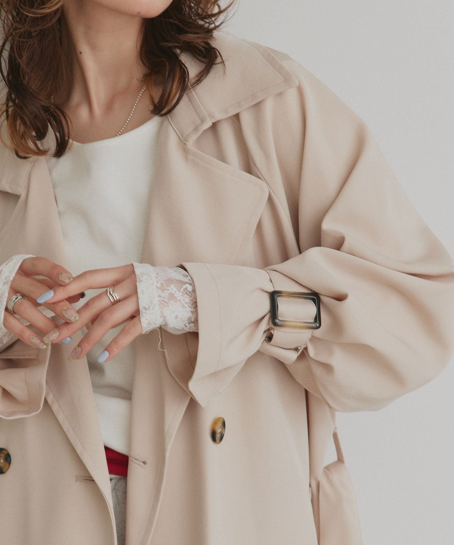 アドティエ ad thie  キャンディースリーブロングトレンチコート 秋服 秋 冬服 冬 （アイボリー） アイボリー