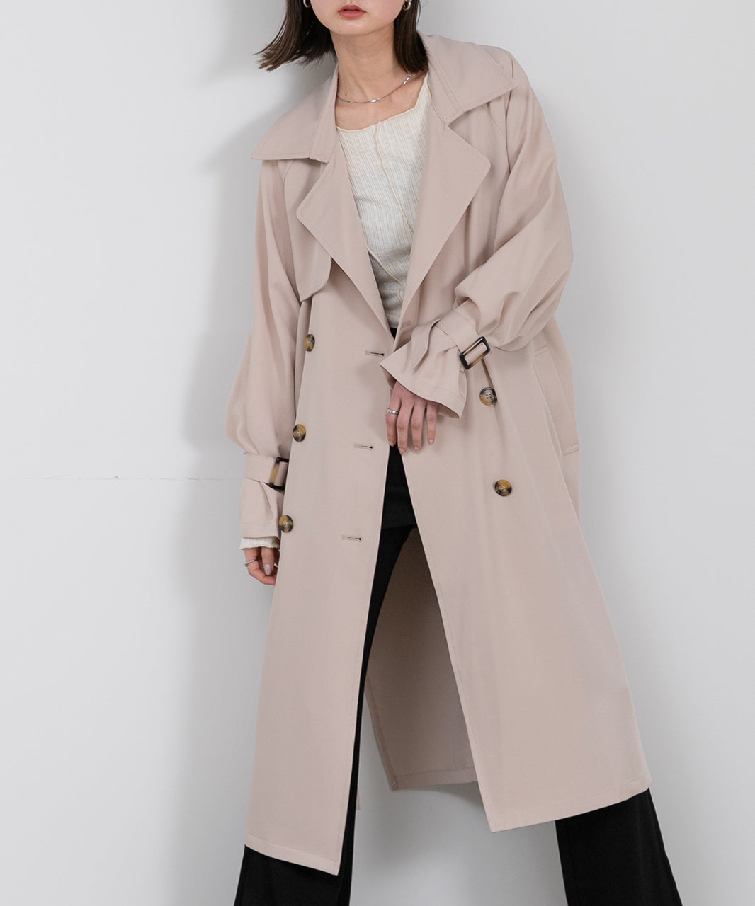 Adthie Candy Sleeve Long Trench Coat Autumn Wear Autumn Winter Wear Winter