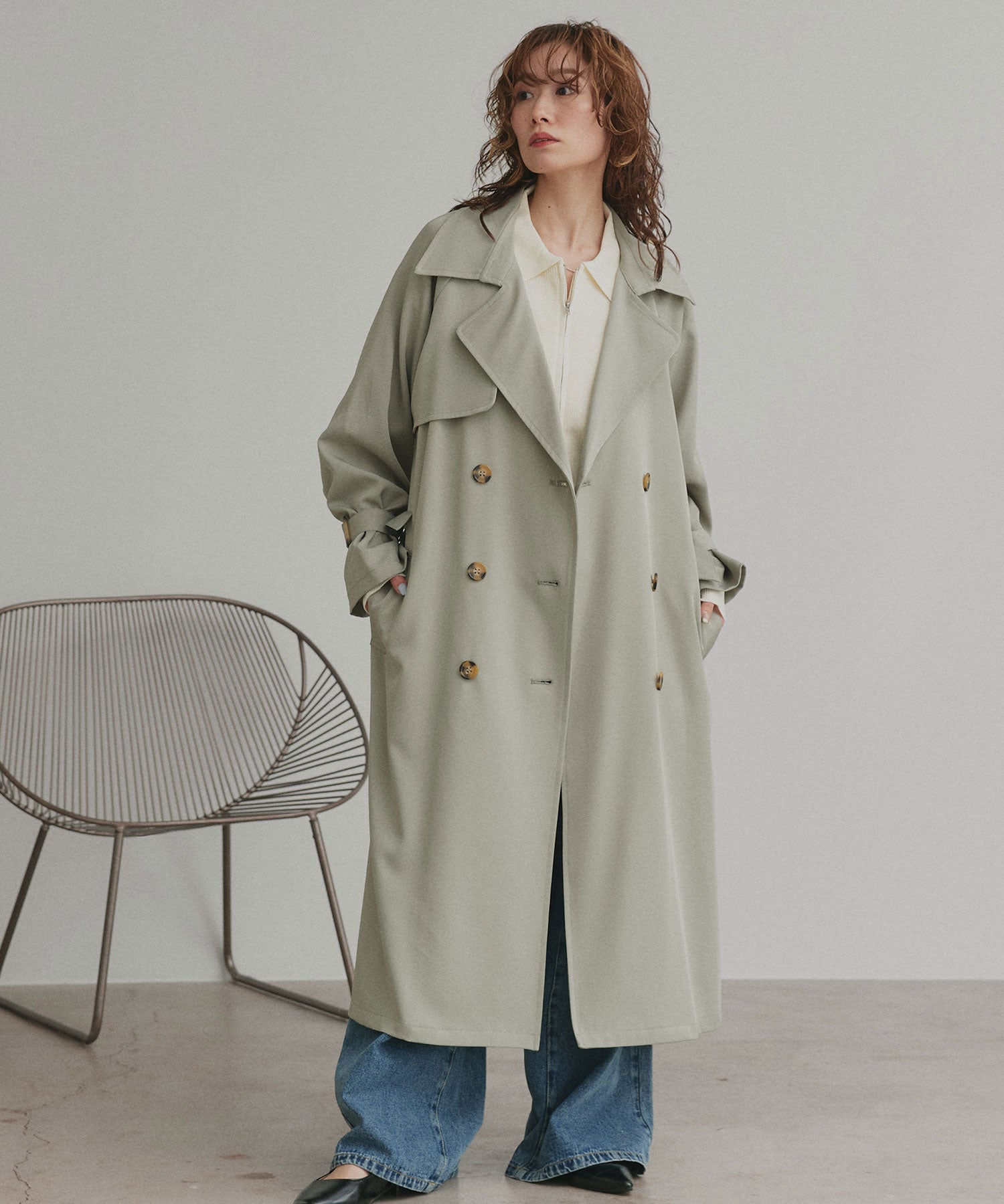 アドティエ ad thie  キャンディースリーブロングトレンチコート 秋服 秋 冬服 冬 （アイボリー） アイボリー