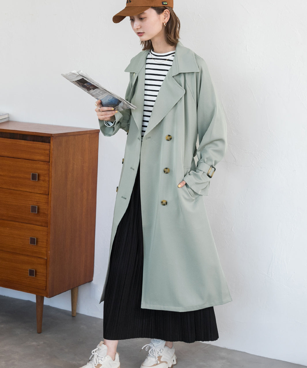 Adthie Candy Sleeve Long Trench Coat Autumn Wear Autumn Winter Wear Winter