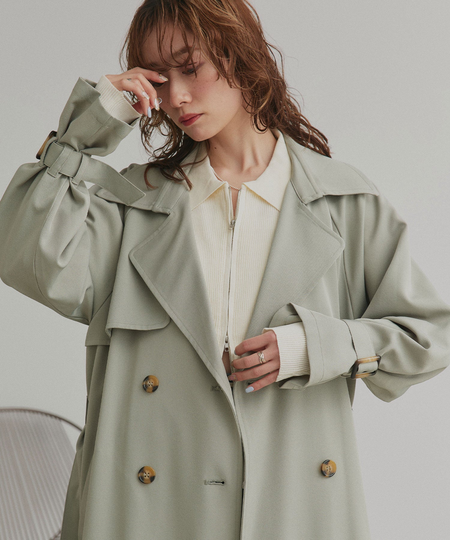 アドティエ ad thie  キャンディースリーブロングトレンチコート 秋服 秋 冬服 冬 （アイボリー） アイボリー