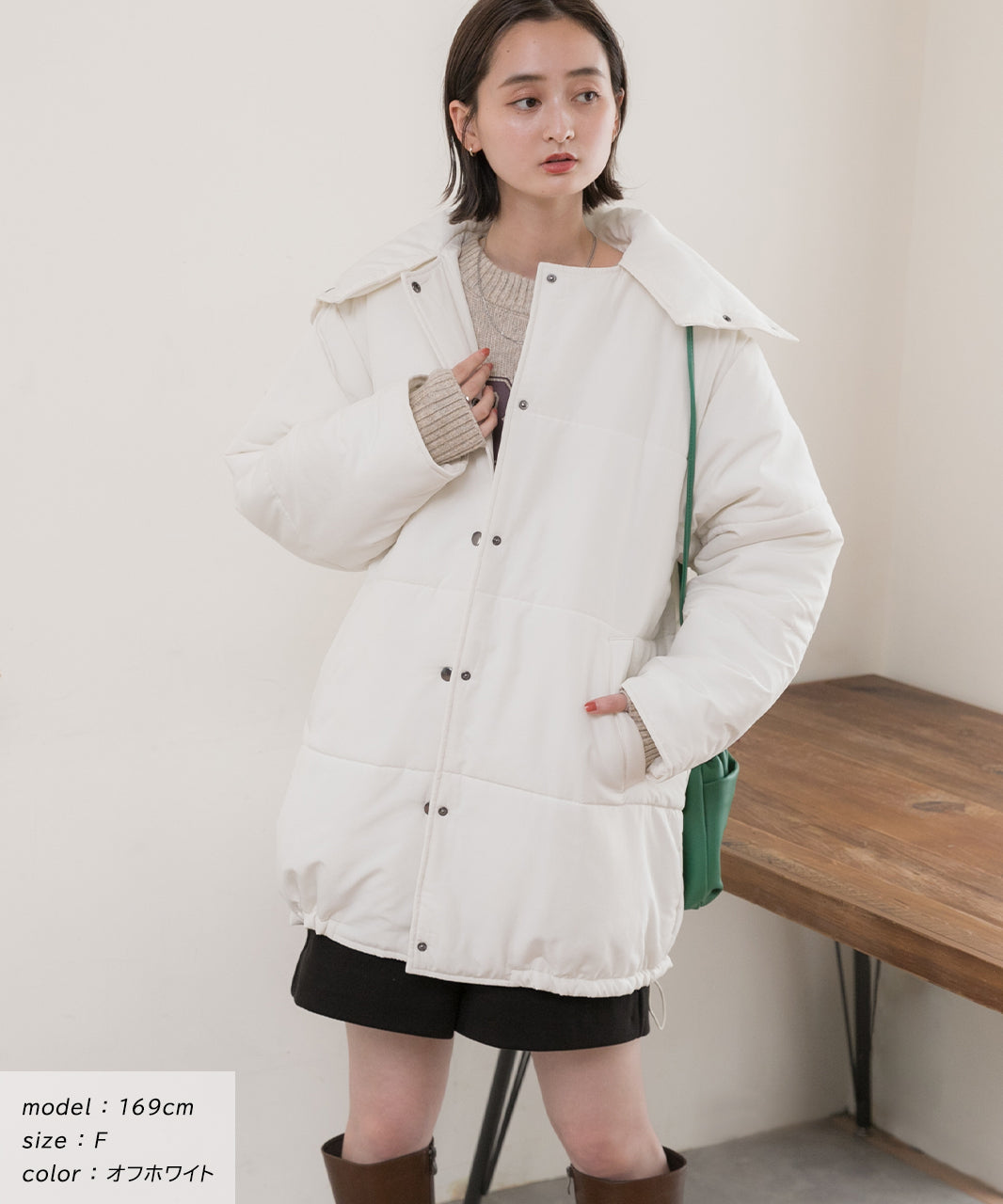 アドティエ ad thie スタンドカラー エコダウンコート 軽量 防寒 アウター ドロスト 秋服 秋 冬服 冬 （オフホワイト） オフホワイト