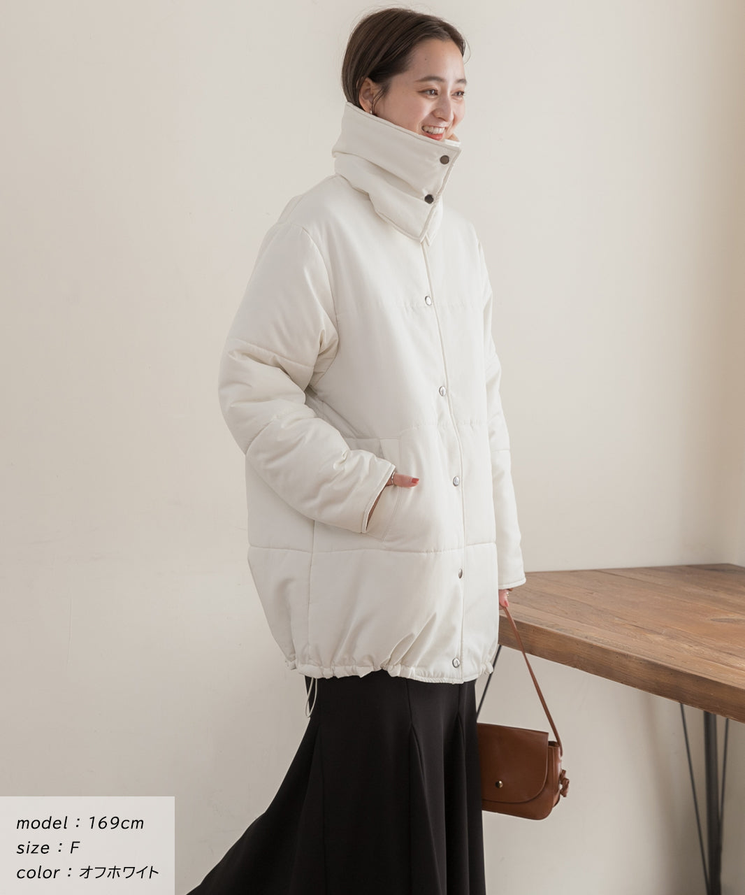 アドティエ ad thie スタンドカラー エコダウンコート 軽量 防寒 アウター ドロスト 秋服 秋 冬服 冬 （オフホワイト） オフホワイト
