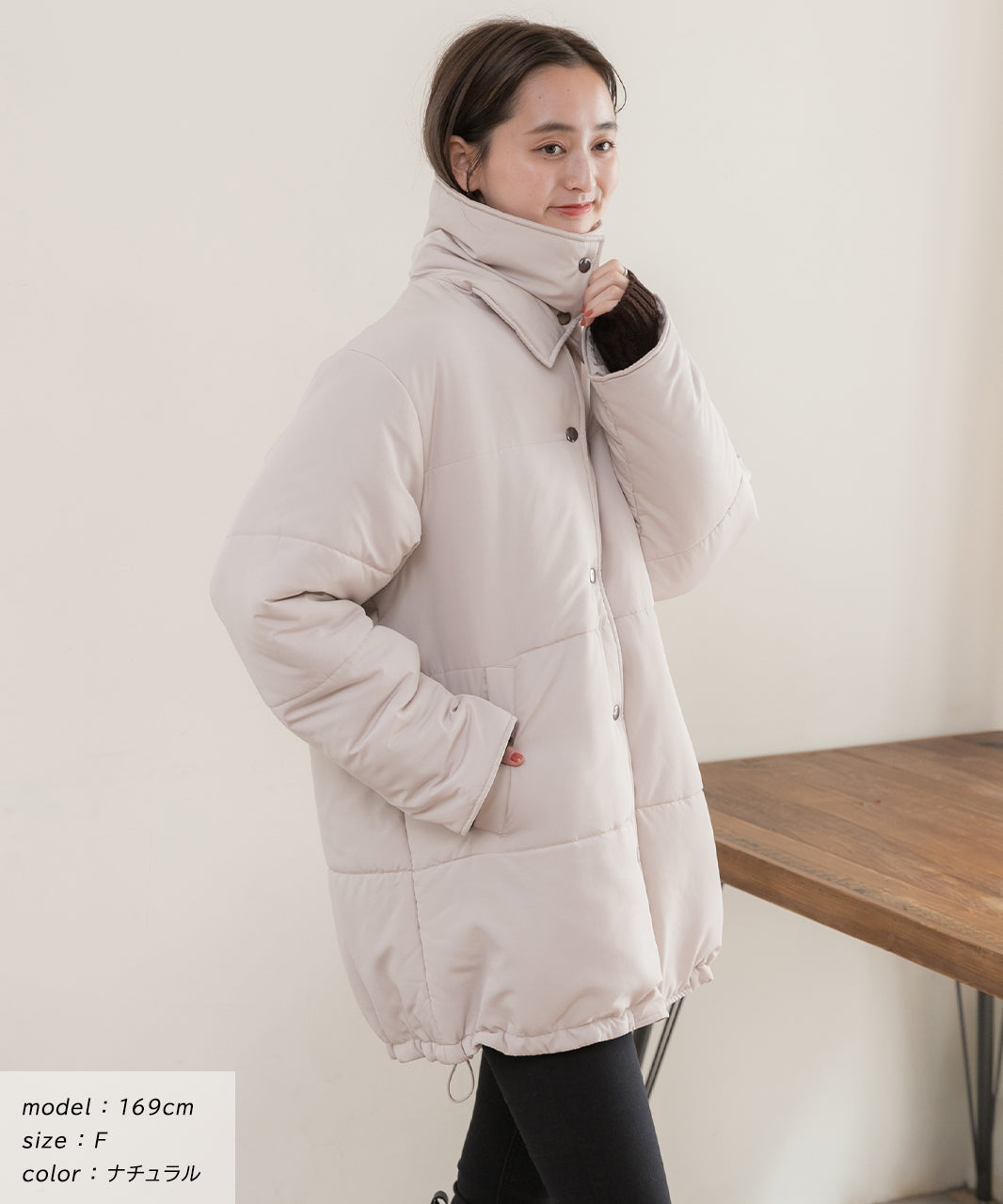 アドティエ ad thie スタンドカラー エコダウンコート 軽量 防寒 アウター ドロスト 秋服 秋 冬服 冬 （オフホワイト） オフホワイト