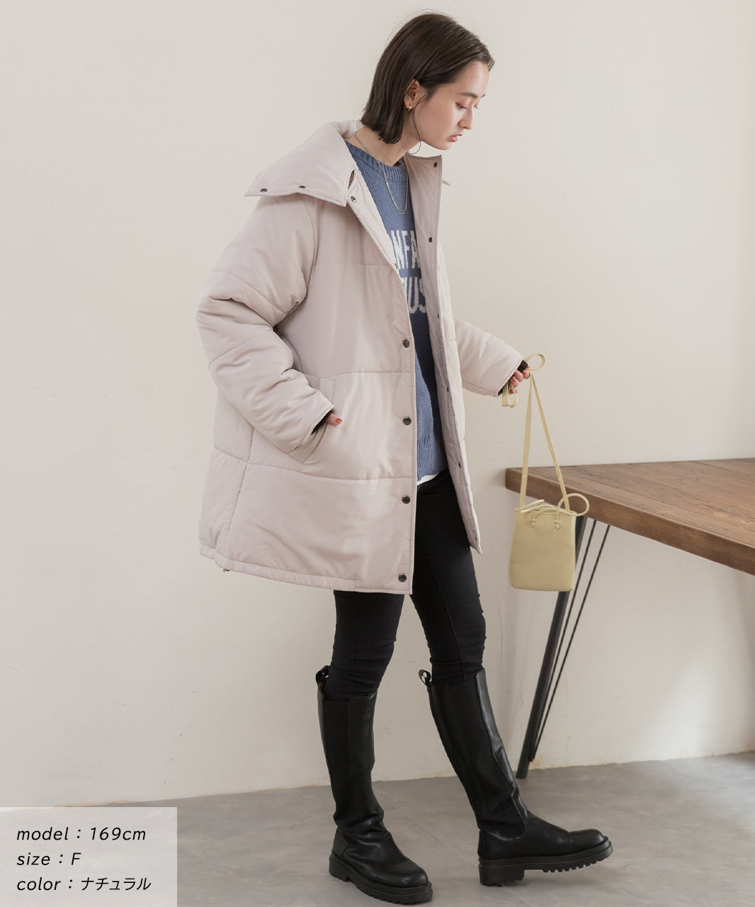 アドティエ ad thie スタンドカラー エコダウンコート 軽量 防寒 アウター ドロスト 秋服 秋 冬服 冬 （オフホワイト） オフホワイト