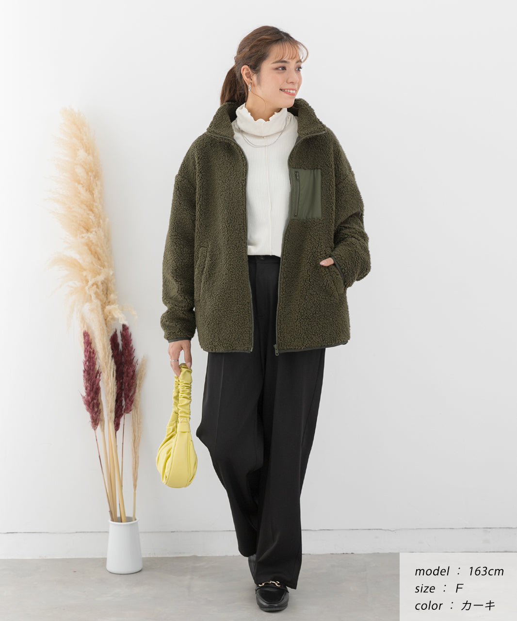 Ad Thie Relaxed Silhouette Pocketed Boa Short Jacket Autumn Wear Fall Winter Wear Winter