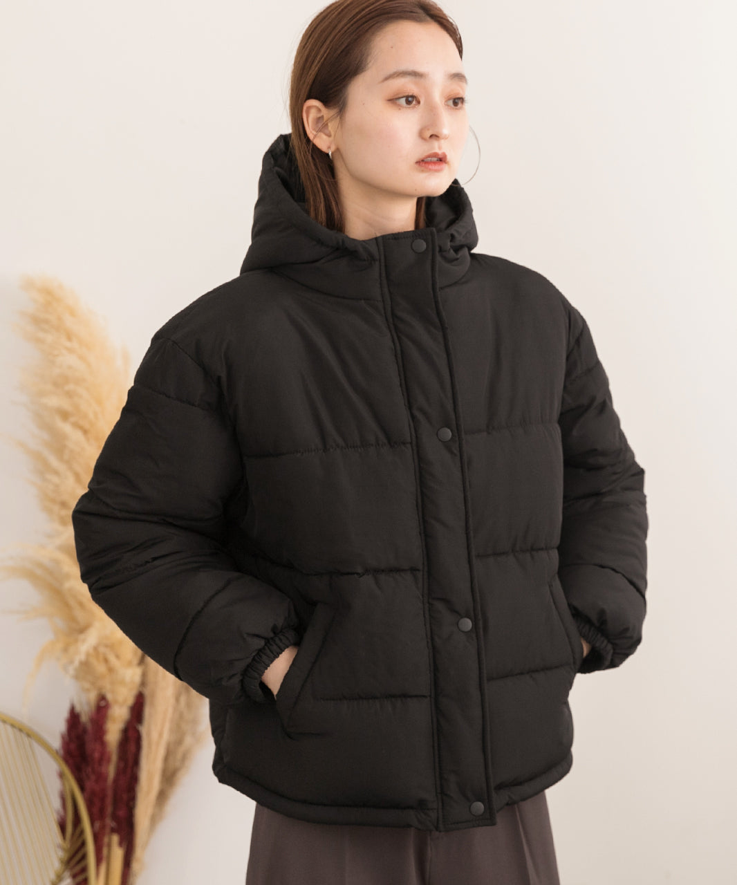 アドティエ ad thie 【2023AW新作】連帽短版蓬鬆生態羽絨