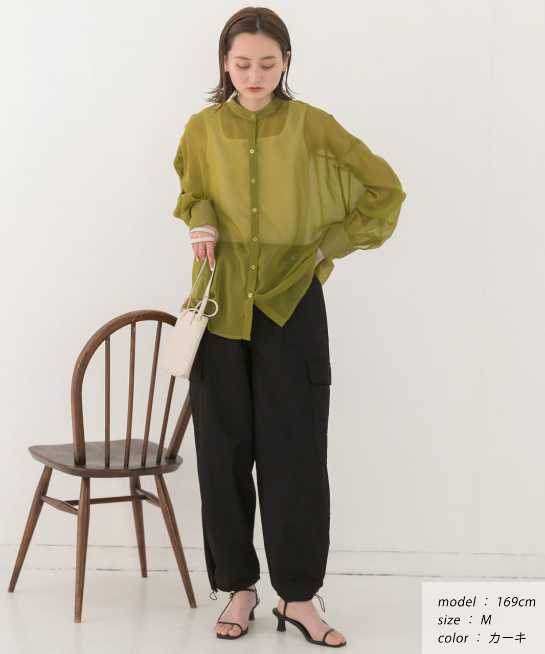 アドティエ ad thie バンドカラー シアーシャツ （オフホワイト） オフホワイト