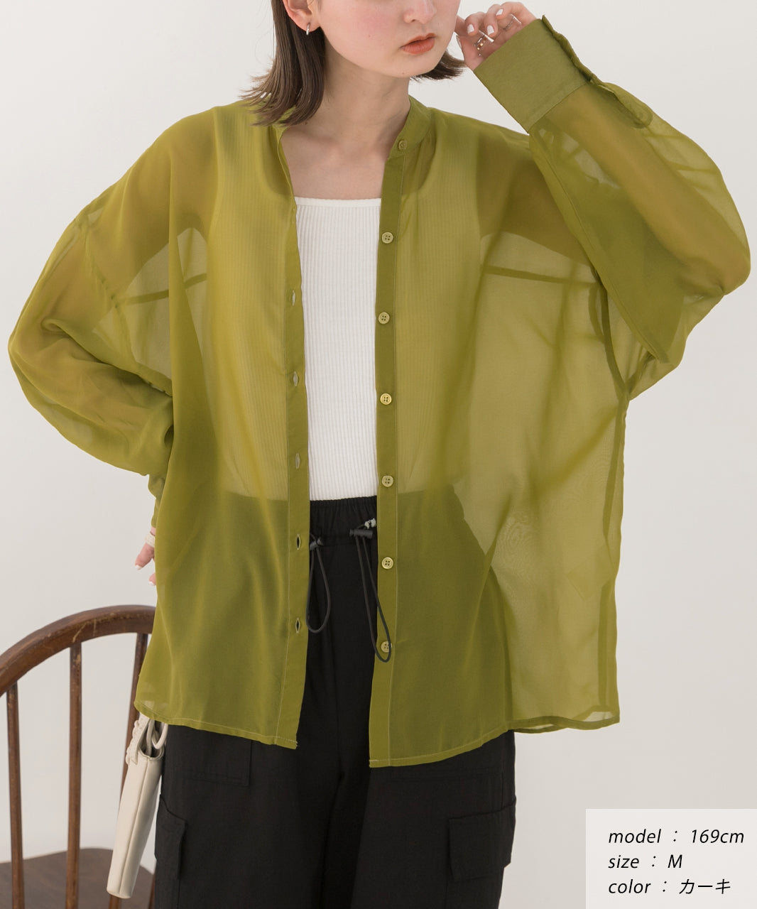 アドティエ ad thie バンドカラー シアーシャツ （オフホワイト） オフホワイト