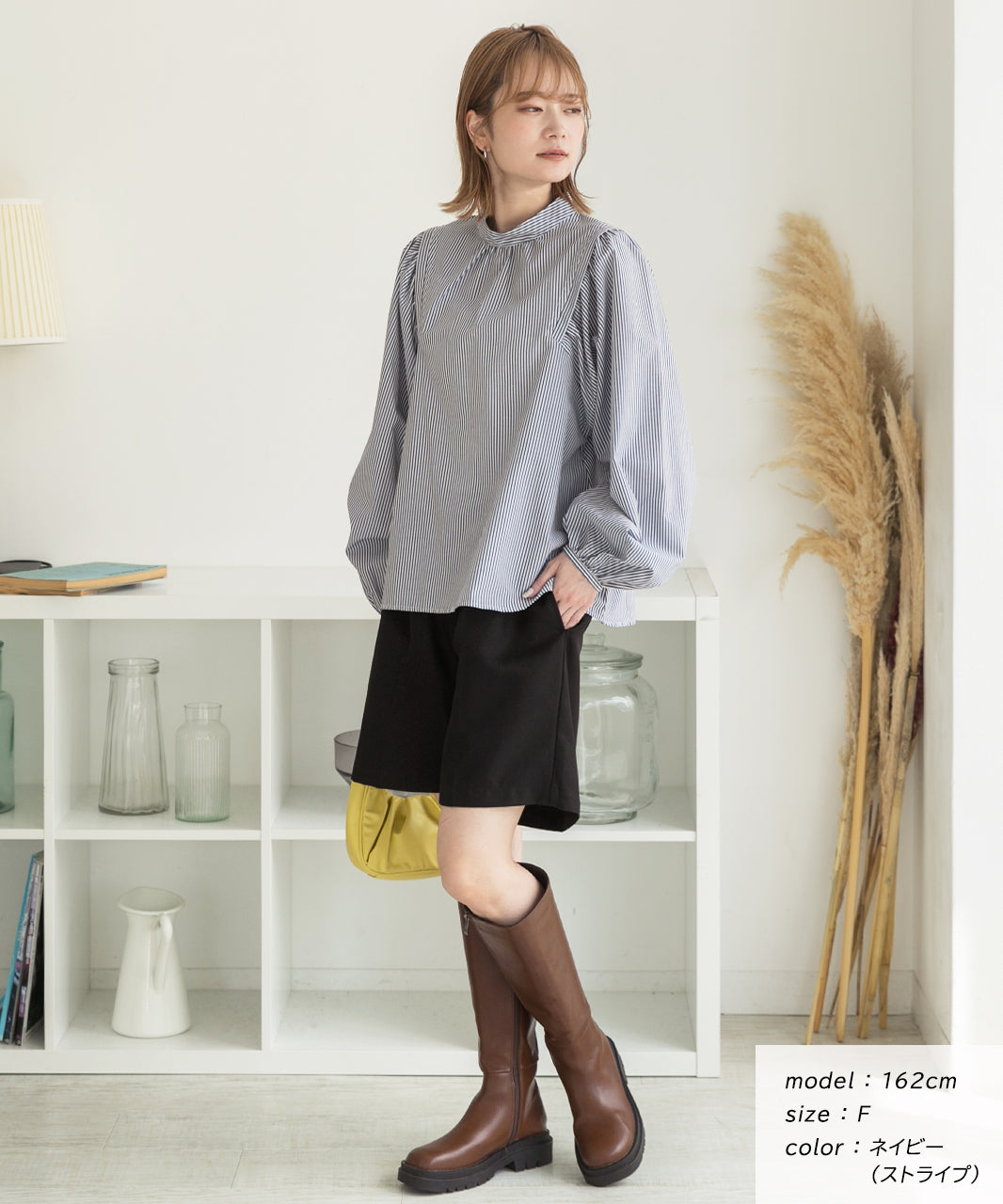 Adthie ad thie 【2023AW New Collection】 Wing Shoulder Band Collar Blouse
