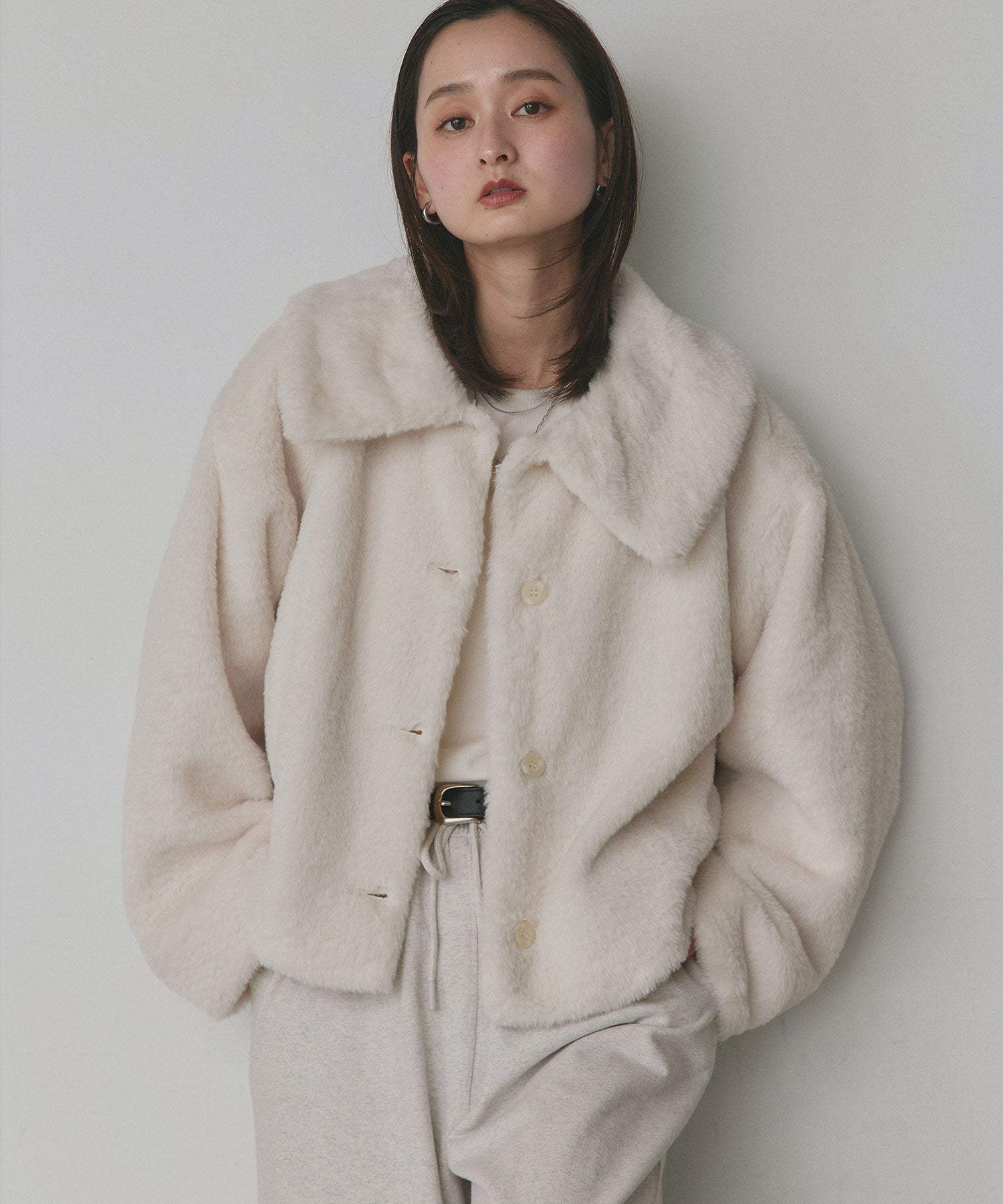 アドティエ ad thie ふわふわソフトタッチ 衿付きエコファージャケット 秋服 秋 冬服 冬 （ピンク） ピンク