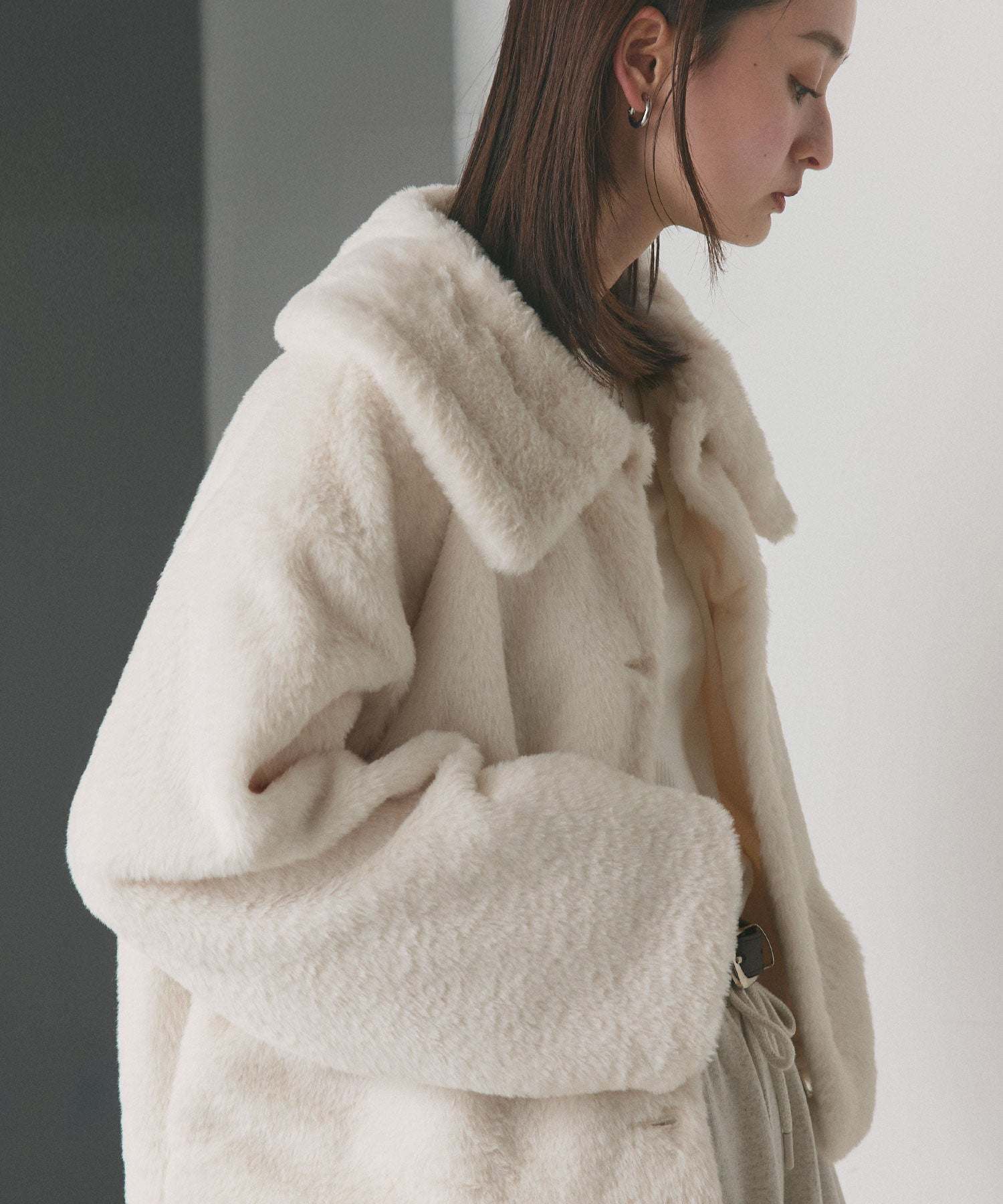 アドティエ ad thie ふわふわソフトタッチ 衿付きエコファージャケット 秋服 秋 冬服 冬 （ピンク） ピンク
