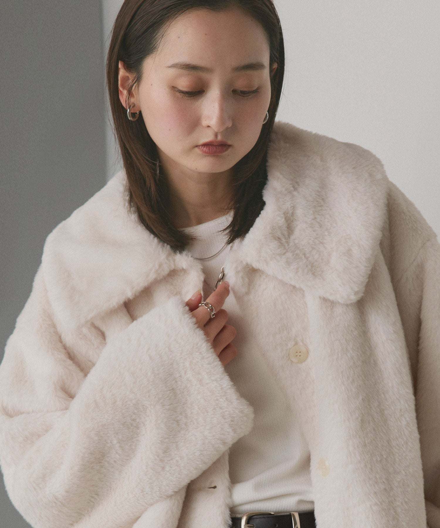 アドティエ ad thie ふわふわソフトタッチ 衿付きエコファージャケット 秋服 秋 冬服 冬 （ピンク） ピンク