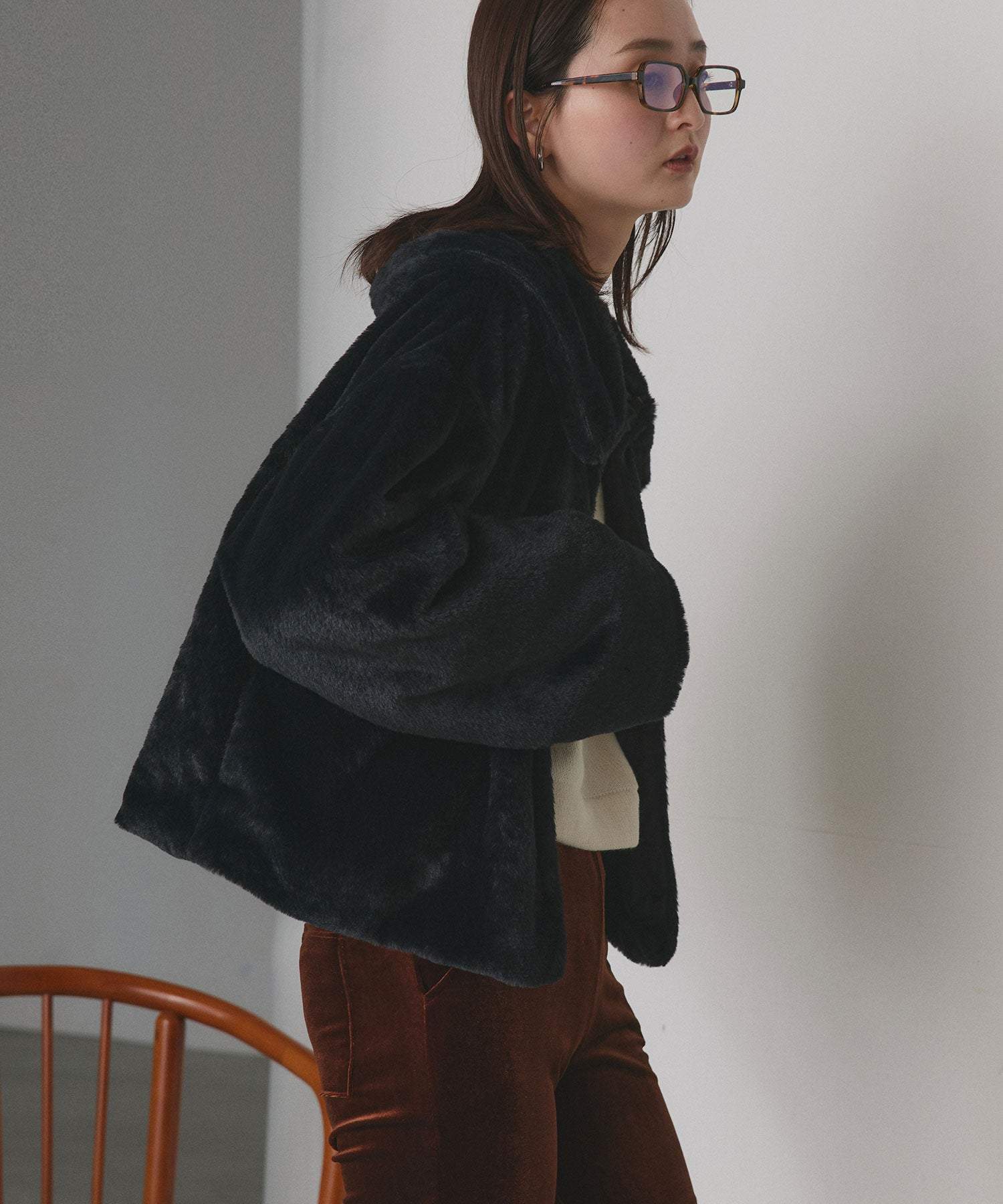 アドティエ ad thie ふわふわソフトタッチ 衿付きエコファージャケット 秋服 秋 冬服 冬 （ピンク） ピンク