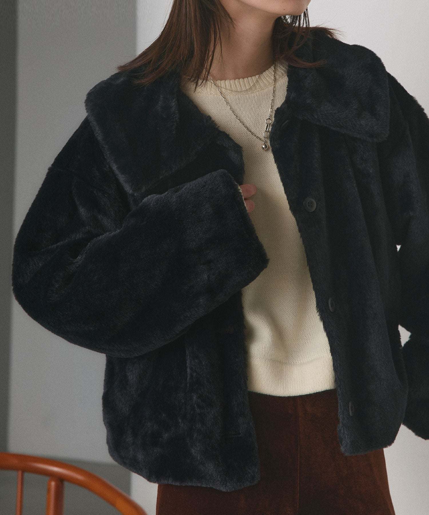 アドティエ ad thie ふわふわソフトタッチ 衿付きエコファージャケット 秋服 秋 冬服 冬 （ピンク） ピンク