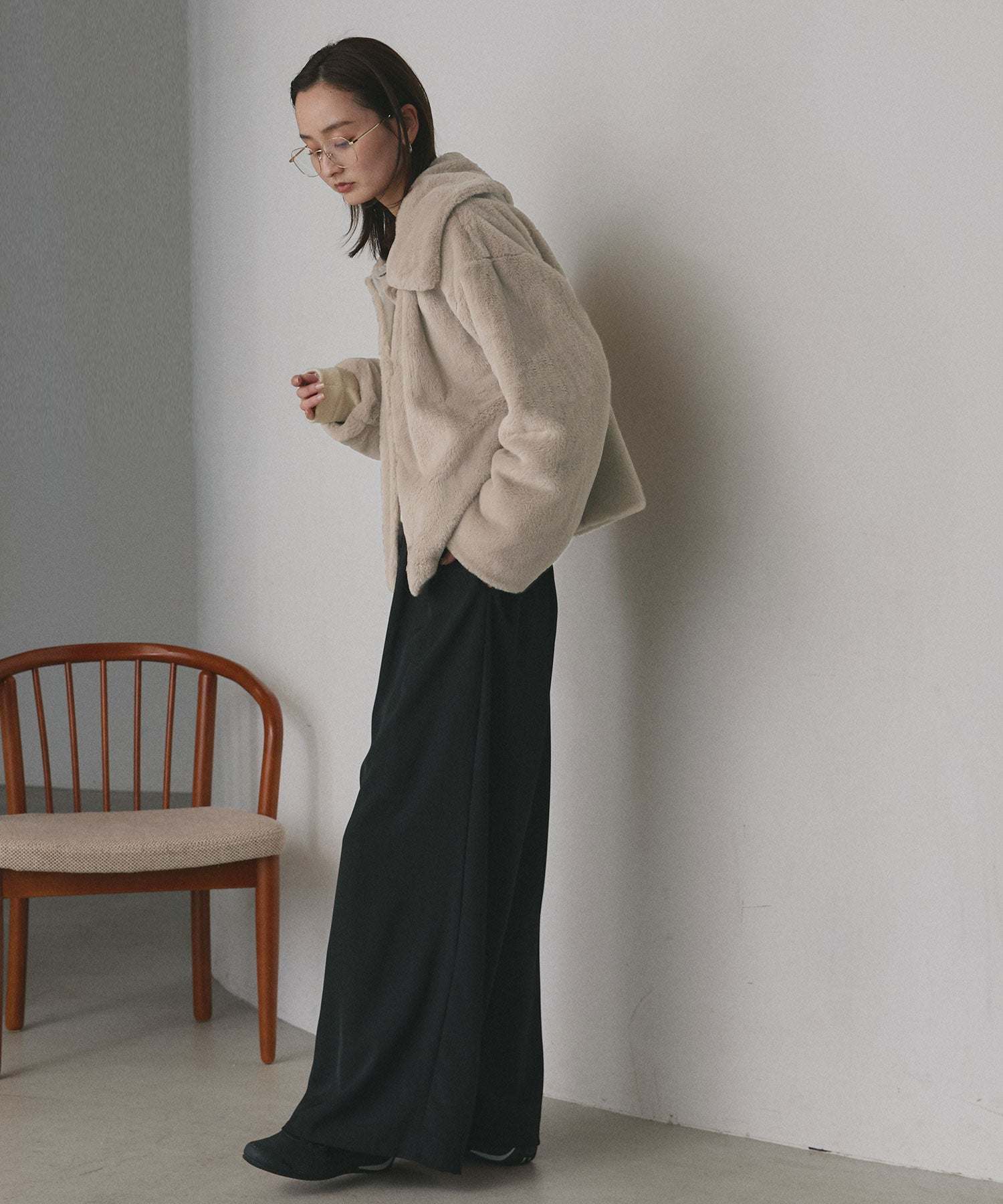 アドティエ ad thie ふわふわソフトタッチ 衿付きエコファージャケット 秋服 秋 冬服 冬 （ピンク） ピンク