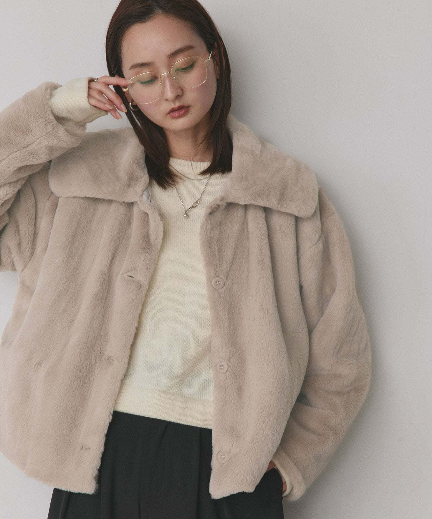 アドティエ ad thie ふわふわソフトタッチ 衿付きエコファージャケット 秋服 秋 冬服 冬 （ピンク） ピンク