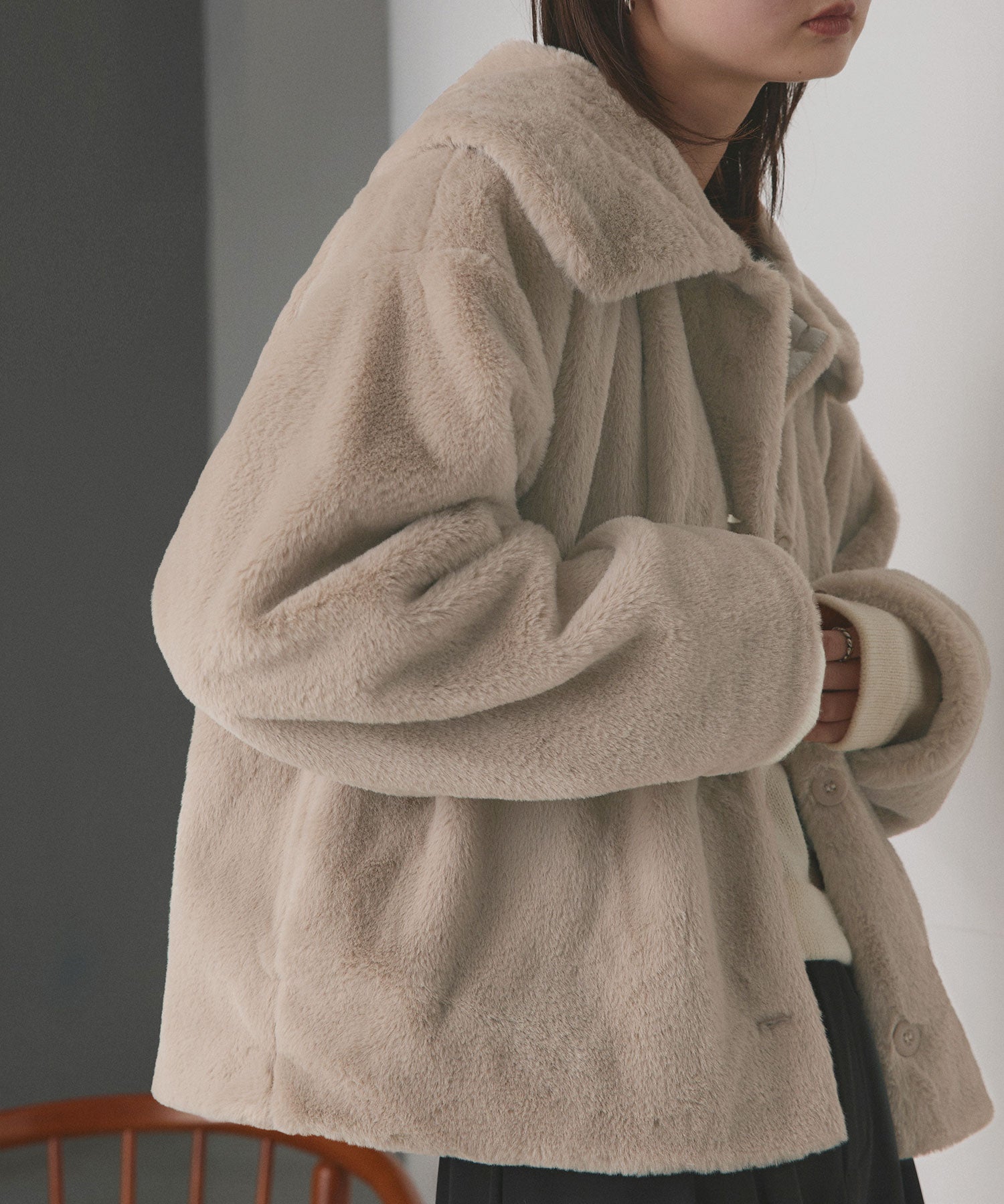 アドティエ ad thie ふわふわソフトタッチ 衿付きエコファージャケット 秋服 秋 冬服 冬 （ピンク） ピンク