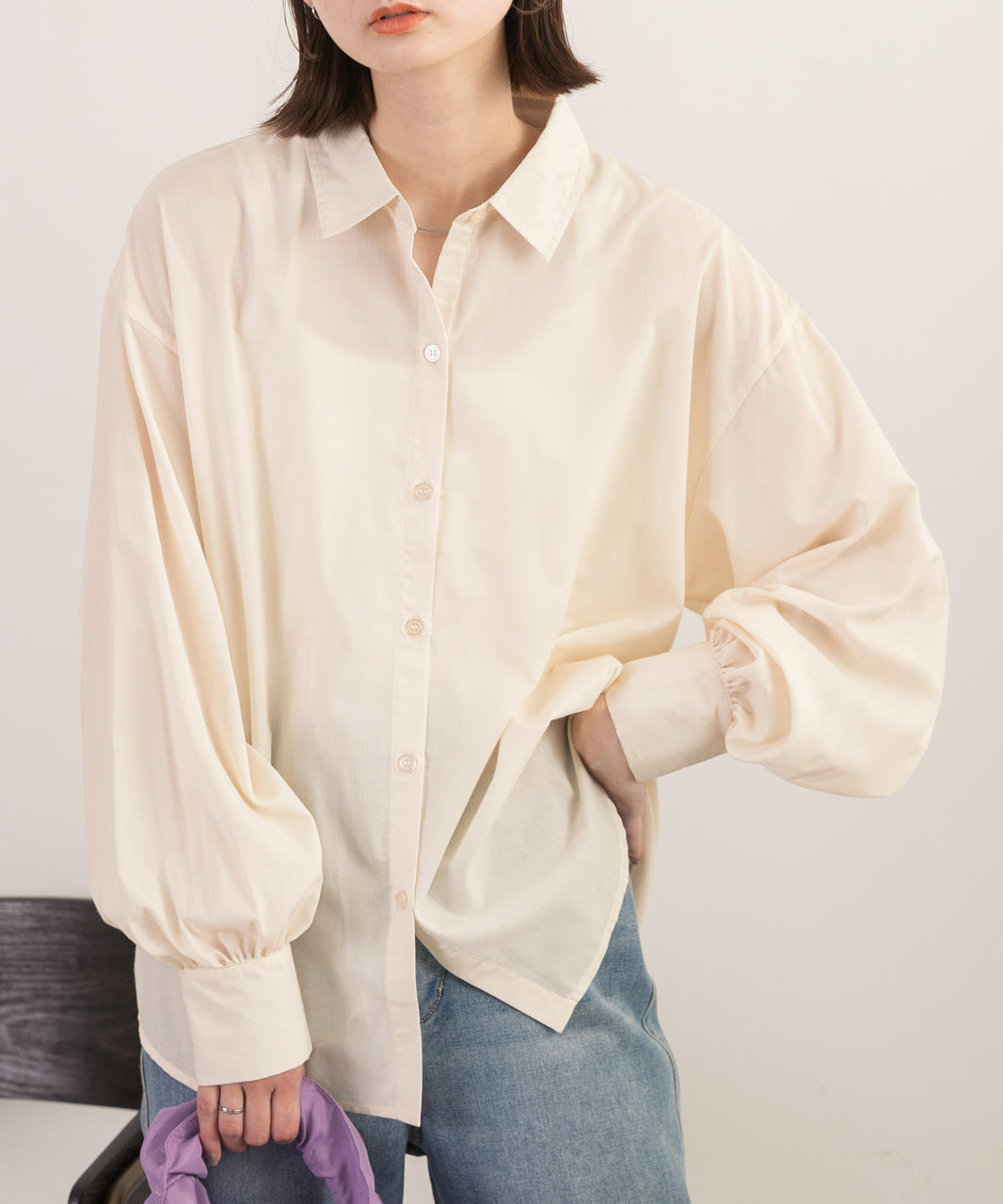Ad Thie 【2023AW New Collection】 Volume Sleeve Oversized Shirt