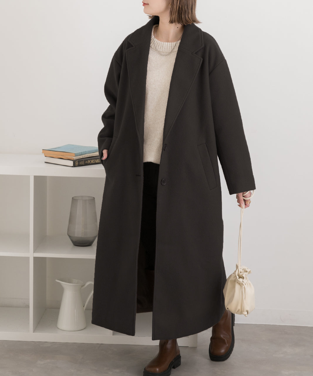 アドティエ ad thie 羊毛觸感 切斯特長外套 秋服 秋 冬服 冬