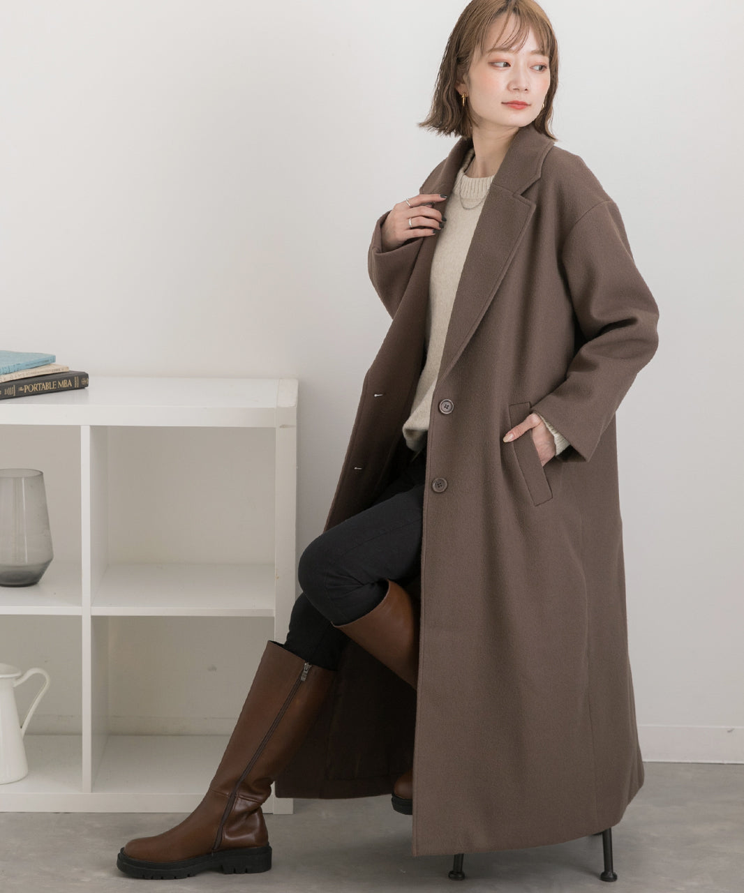 アドティエ ad thie 羊毛觸感 切斯特長外套 秋服 秋 冬服 冬
