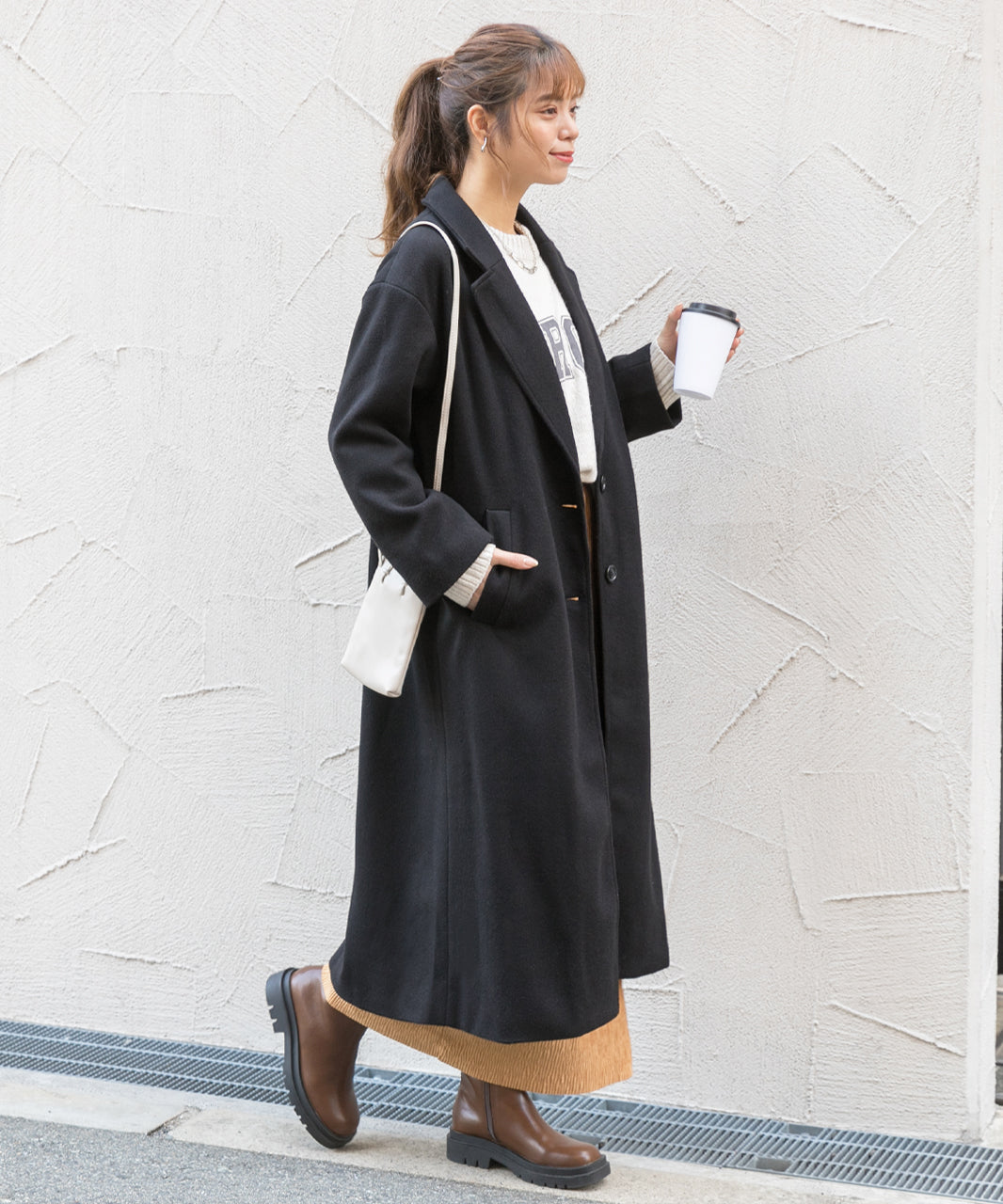 アドティエ ad thie ウールタッチ チェスターロングコート 秋服 秋 冬服 冬 （モカ） モカ