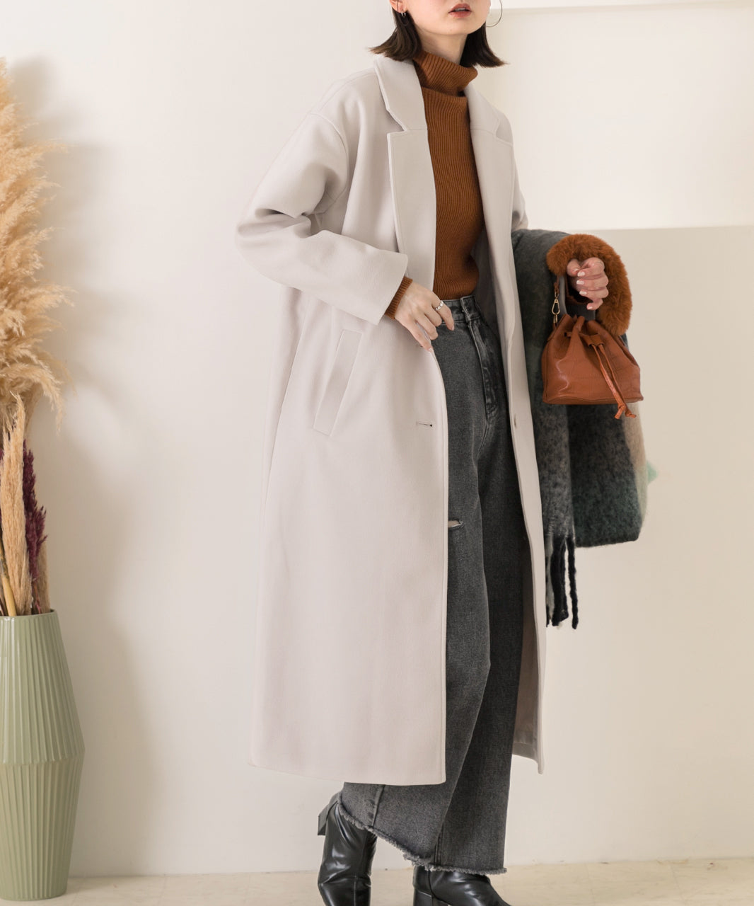 アドティエ ad thie 羊毛觸感 切斯特長外套 秋服 秋 冬服 冬