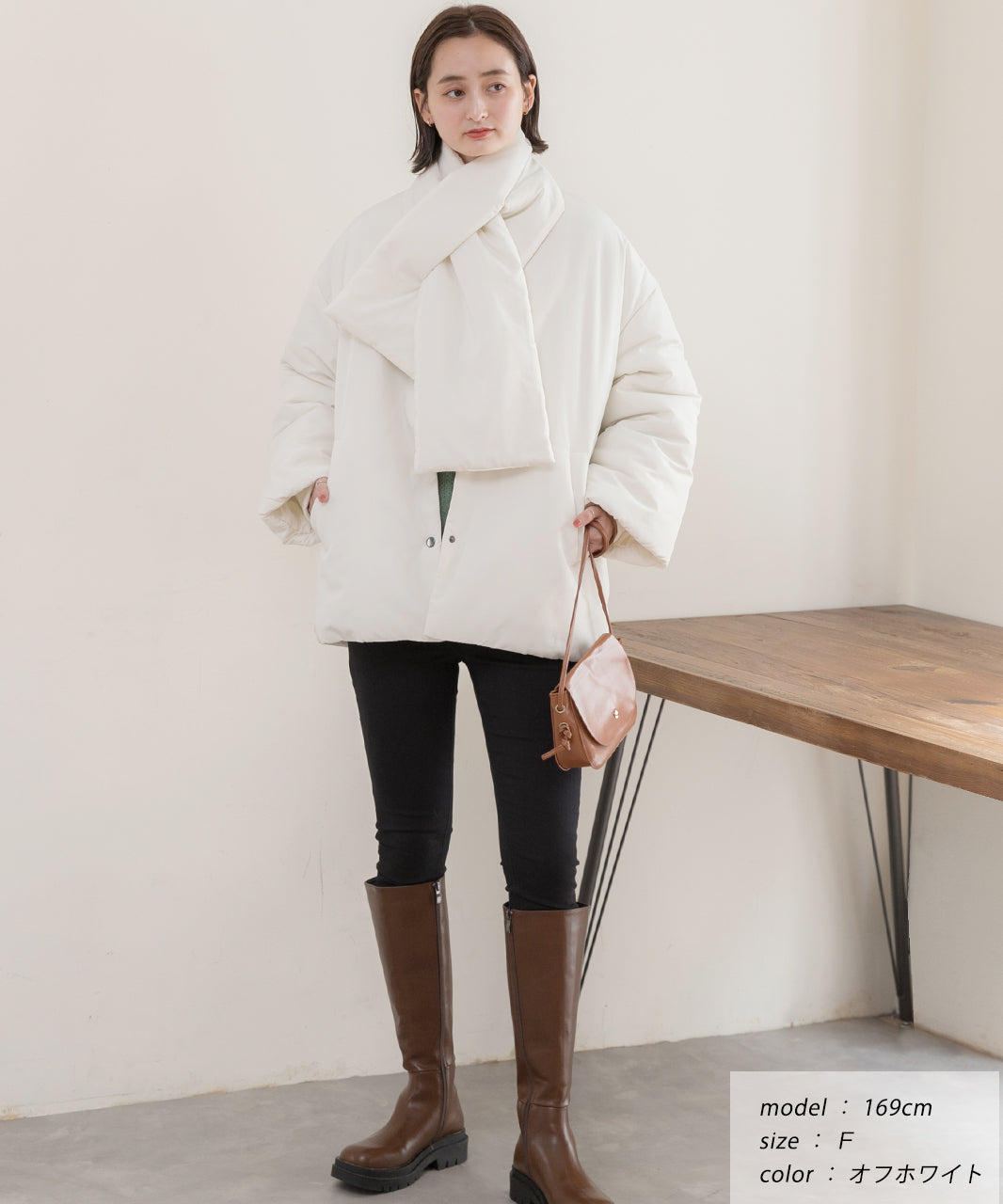 Ad Thie Co-Location Muffler Attached No-Collar Padded Jacket Lightweight Cold-Resistant Eco Down Outerwear Autumn Clothes Fall Winter Clothes Winter