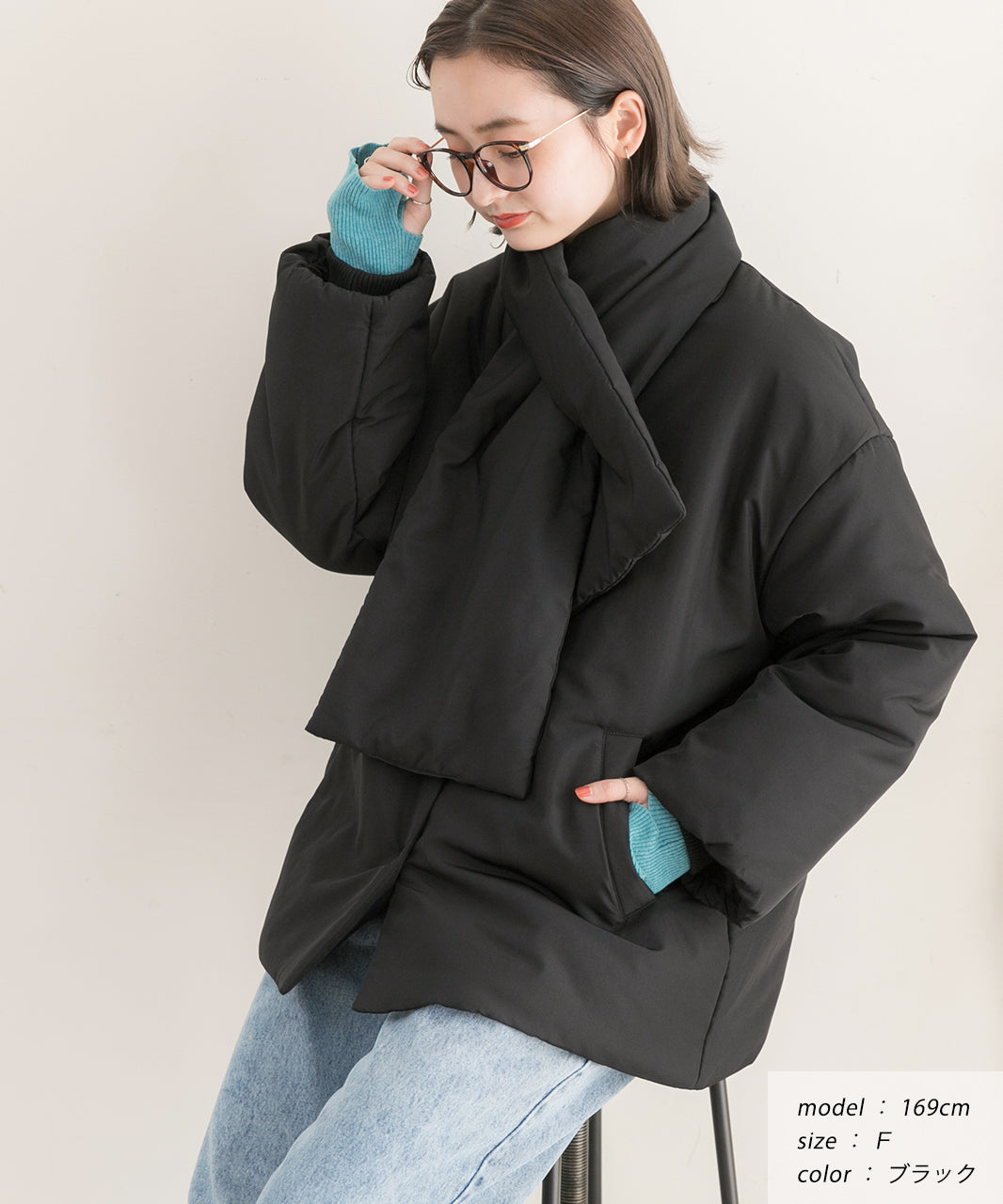 Ad Thie Co-Location Muffler Attached No-Collar Padded Jacket Lightweight Cold-Resistant Eco Down Outerwear Autumn Clothes Fall Winter Clothes Winter