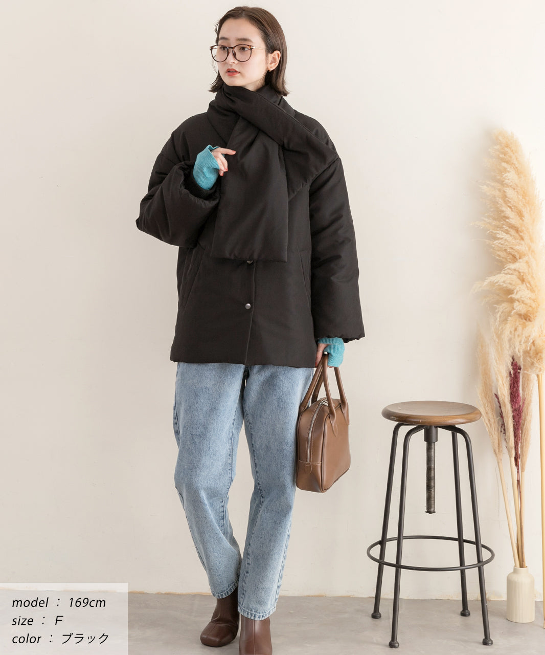 Ad Thie Co-Location Muffler Attached No-Collar Padded Jacket Lightweight Cold-Resistant Eco Down Outerwear Autumn Clothes Fall Winter Clothes Winter