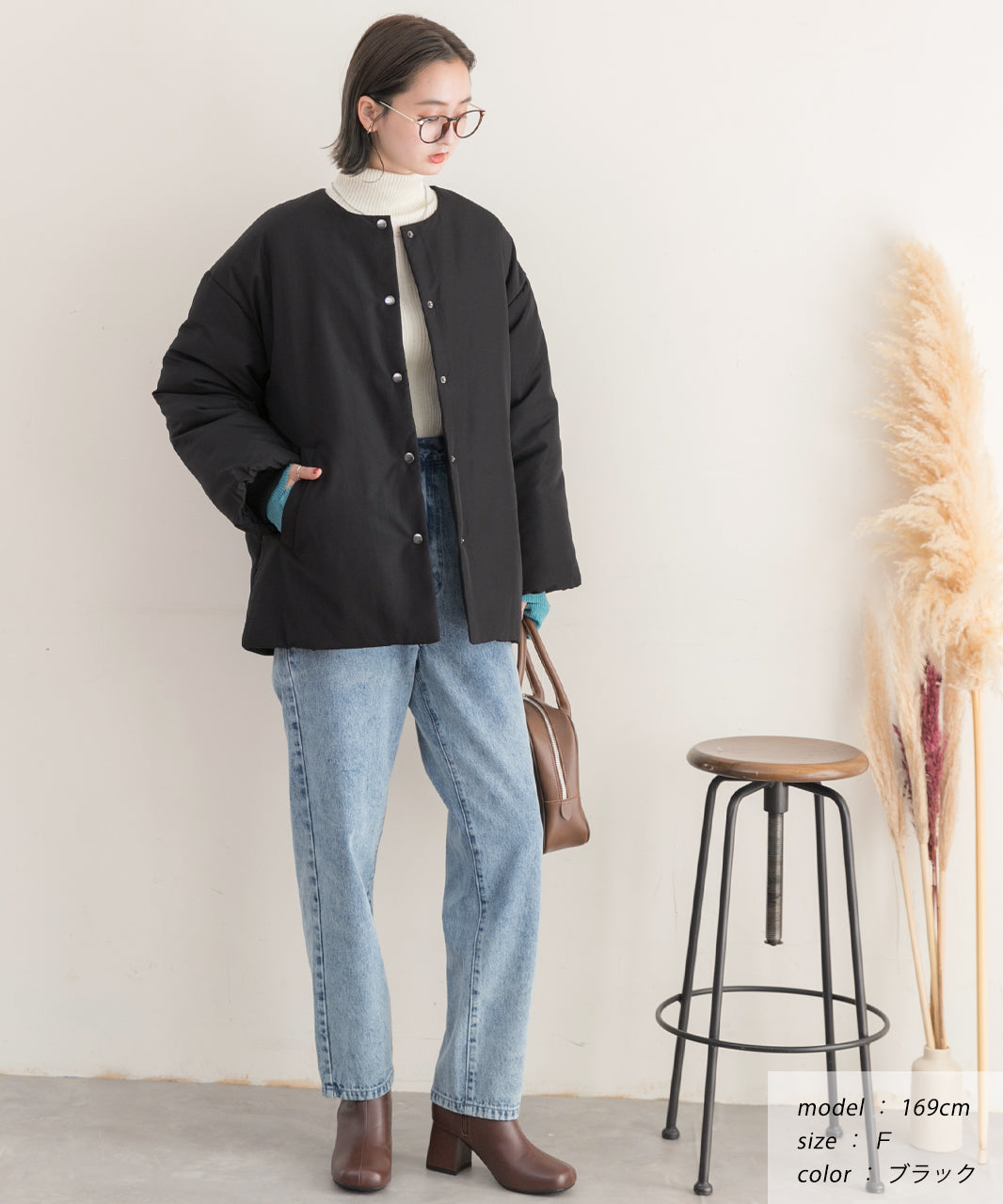 Ad Thie Co-Location Muffler Attached No-Collar Padded Jacket Lightweight Cold-Resistant Eco Down Outerwear Autumn Clothes Fall Winter Clothes Winter