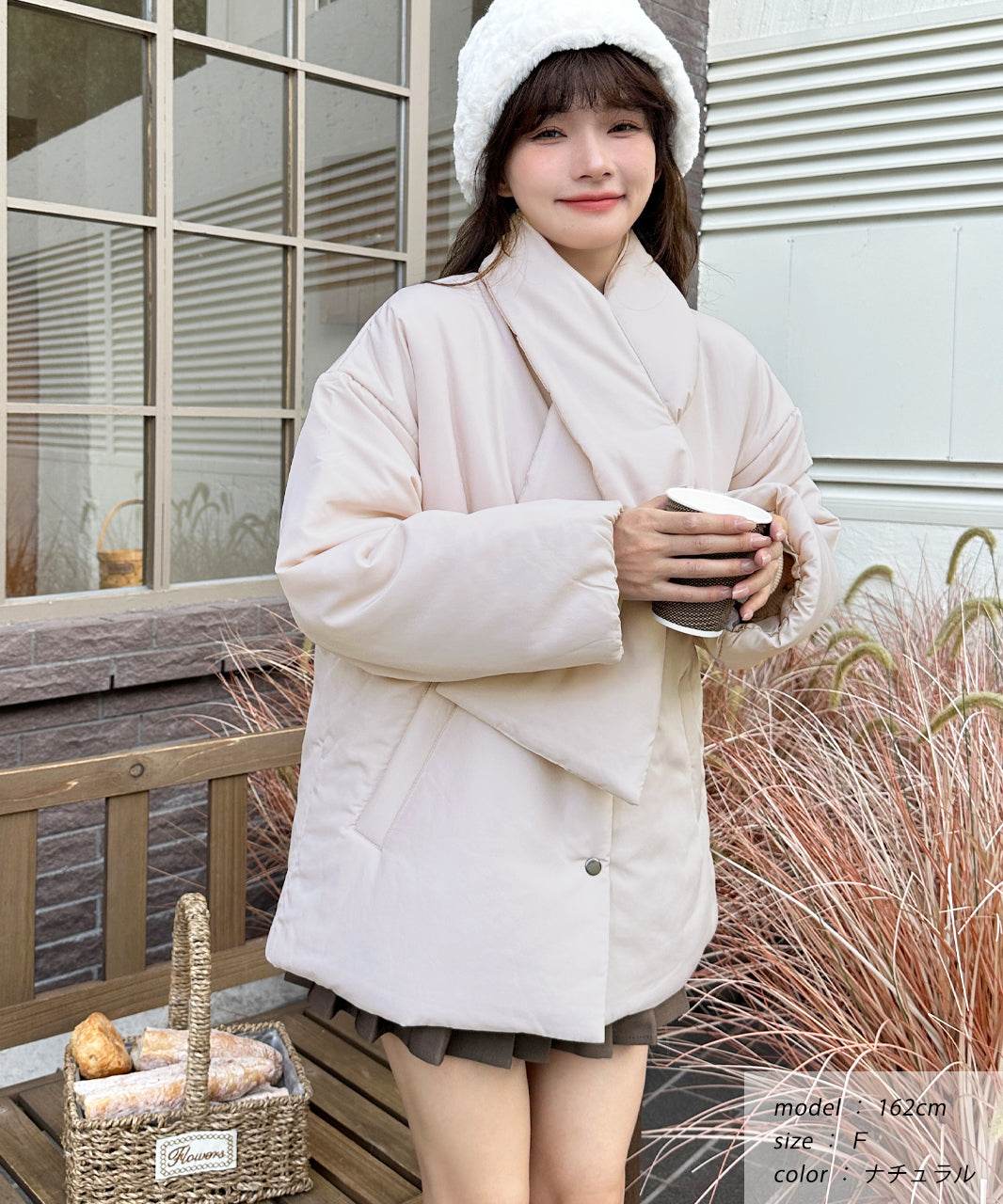 Ad Thie Co-Location Muffler Attached No-Collar Padded Jacket Lightweight Cold-Resistant Eco Down Outerwear Autumn Clothes Fall Winter Clothes Winter