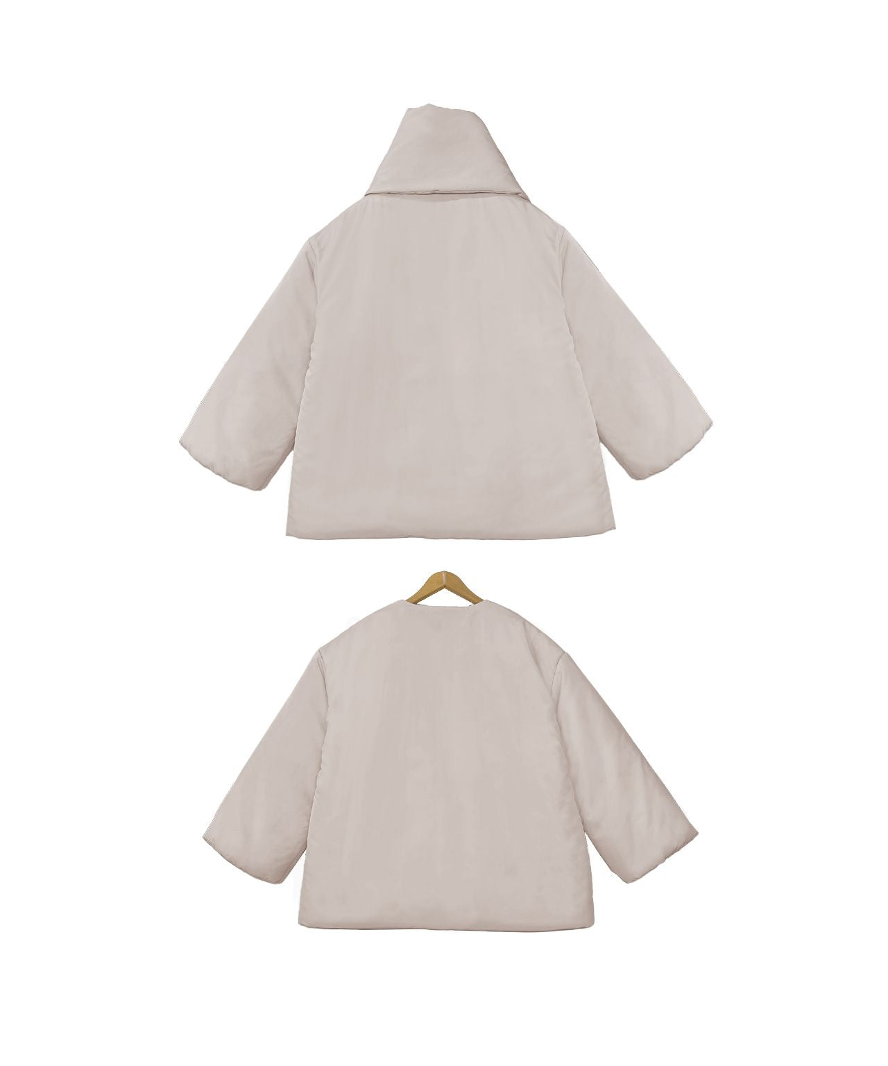 Ad Thie Co-Location Muffler Attached No-Collar Padded Jacket Lightweight Cold-Resistant Eco Down Outerwear Autumn Clothes Fall Winter Clothes Winter