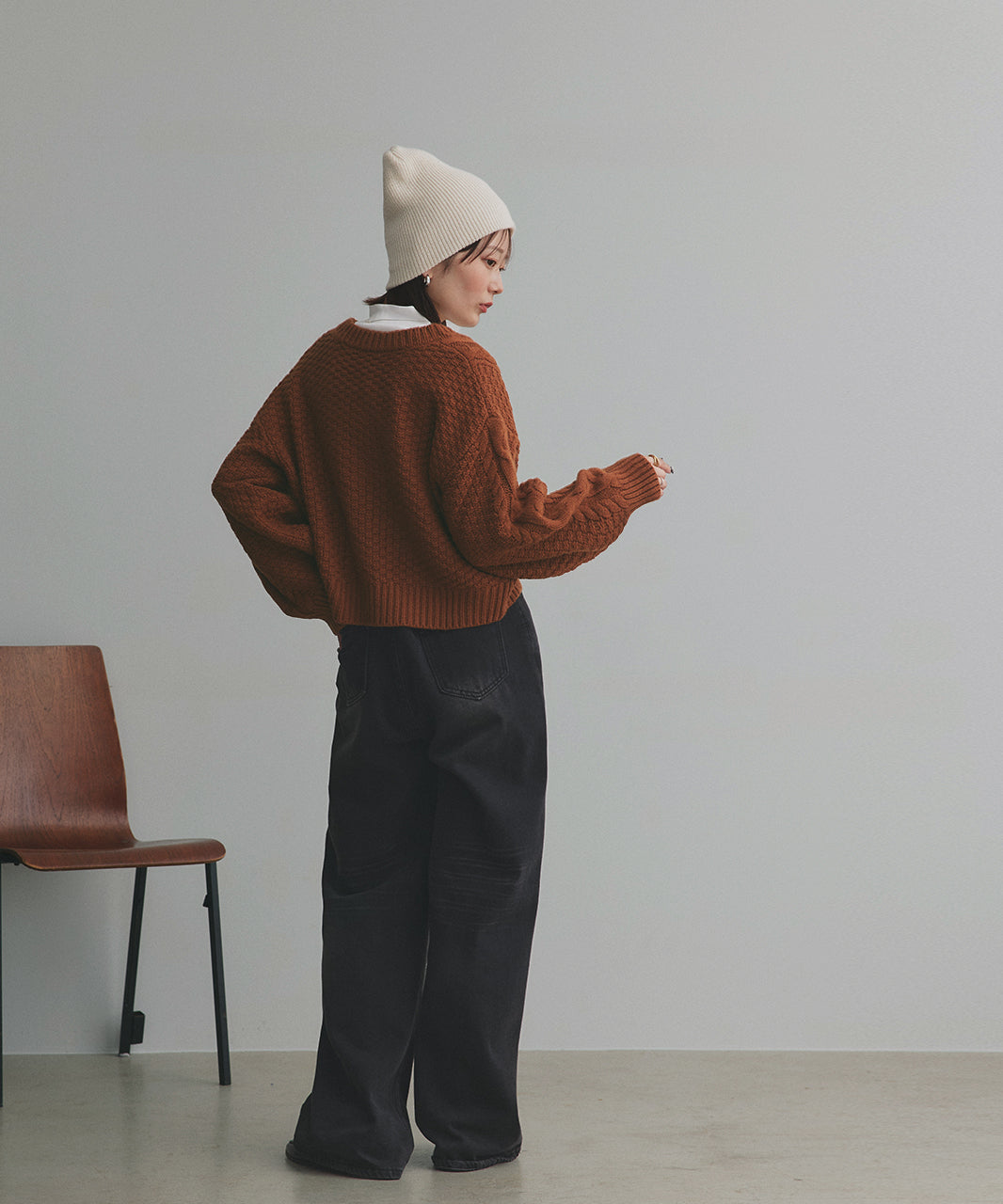 アドティエ ad thie 袖ボリュームざっくりVネックニットカーディガン （ダークグリーン） ダークグリーン