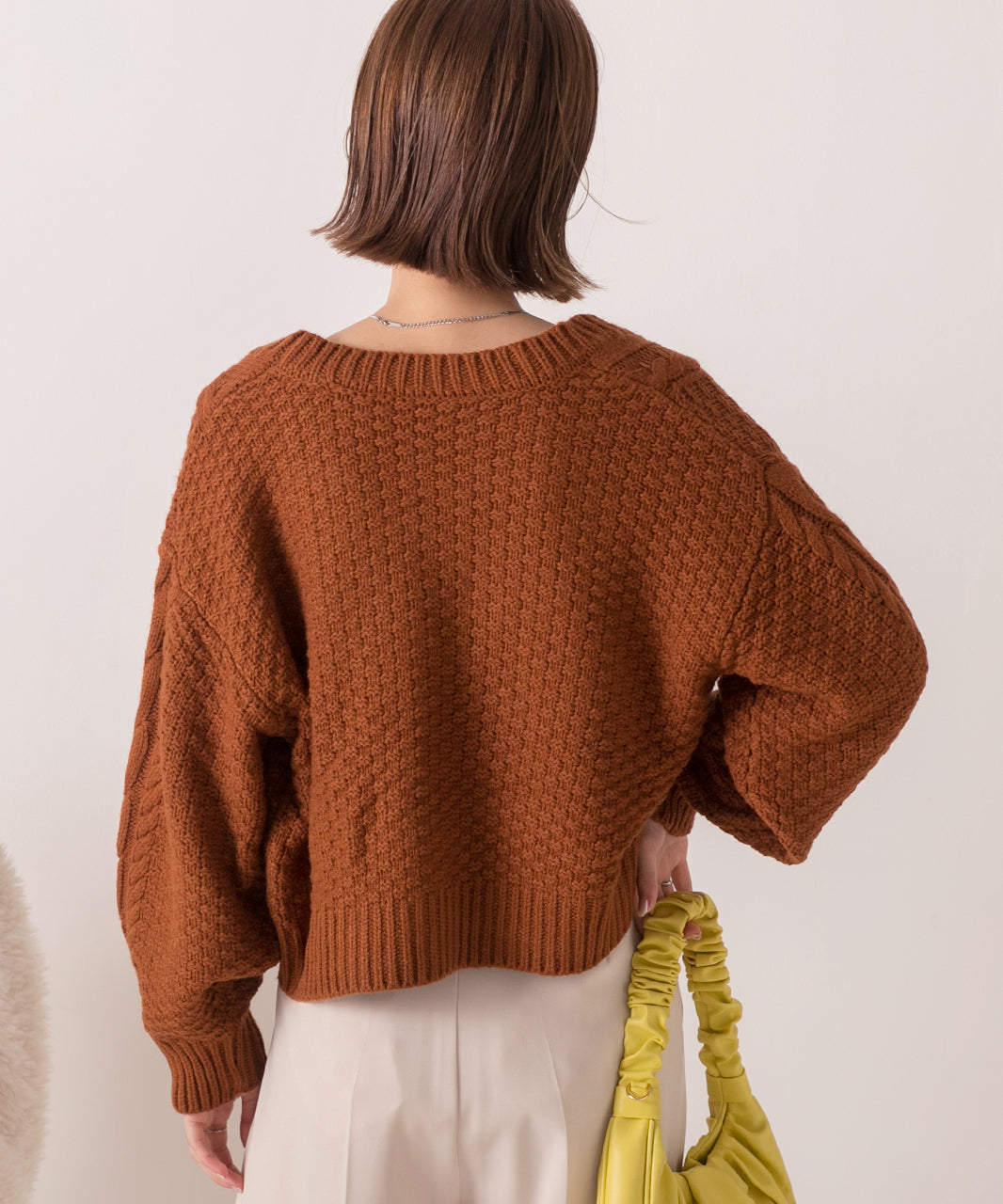 アドティエ ad thie 【2023AW新作】ボリュームスリーブ ケーブルニットカーディガン （アイボリー） アイボリー