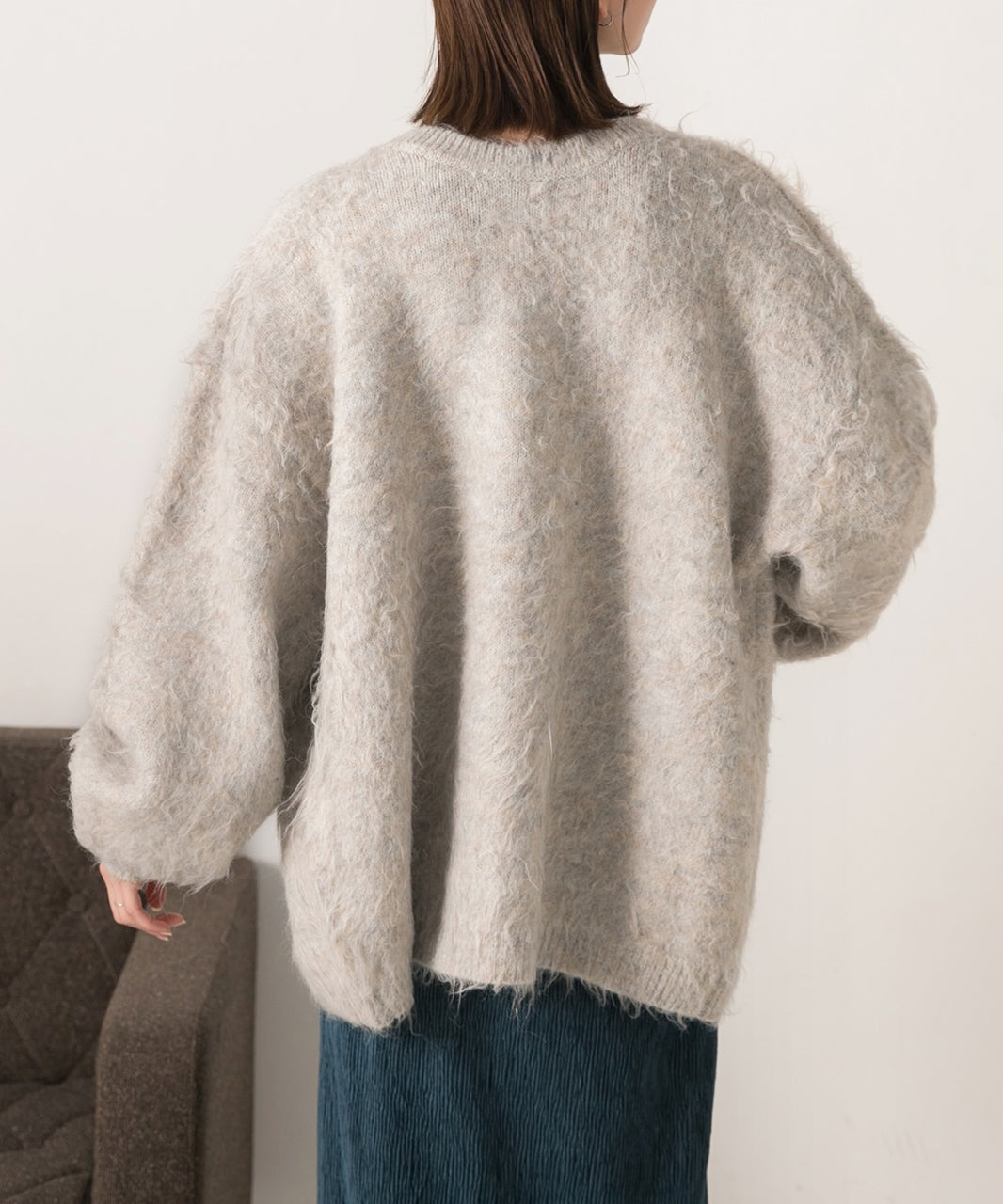 アドティエ ad thie オーバーシルエット ふんわりシャギーニットカーデ