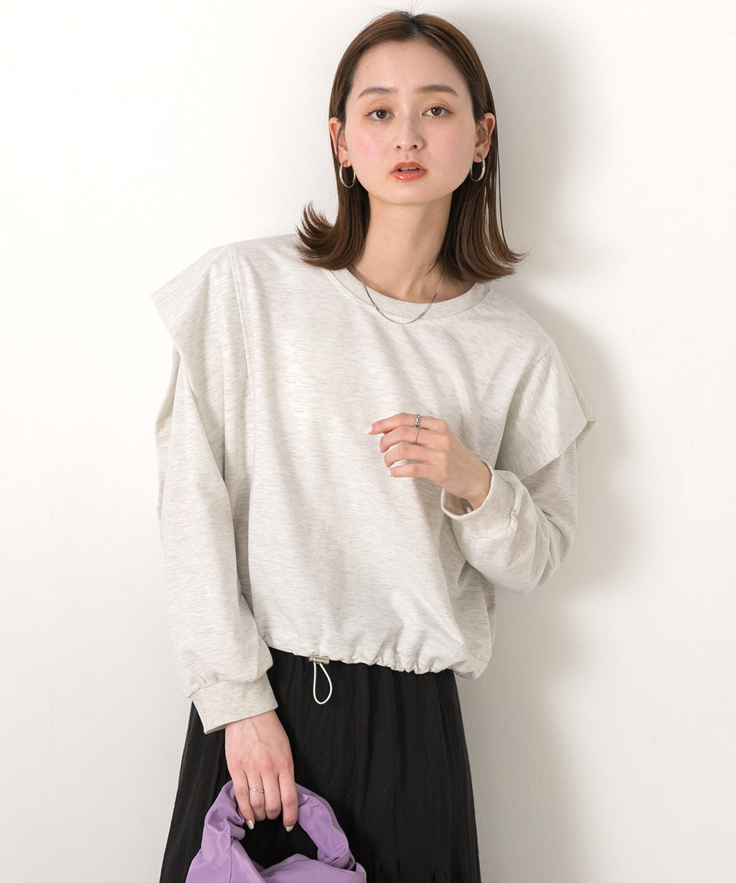 Adthie ad thie 【2024SS New Collection】Drawstring Hem Tuck Shoulder Top