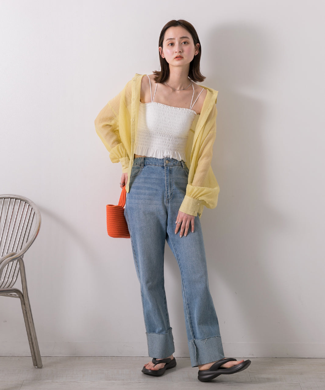 Adthie ad thie 【2024SS New Collection】 Back Cross Shirring Camisole