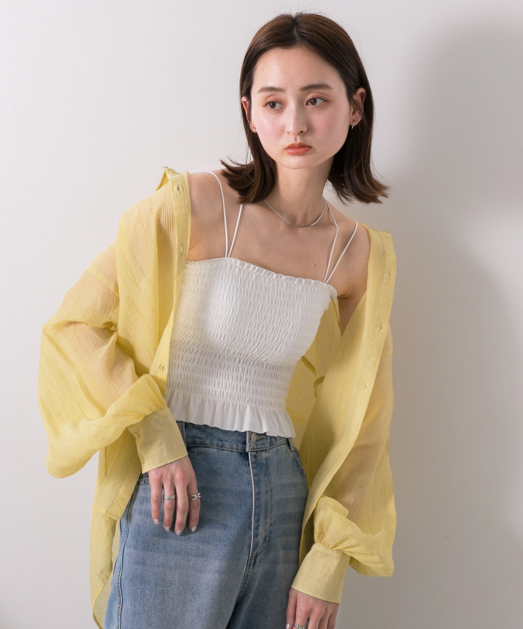 Adthie ad thie 【2024SS New Collection】 Back Cross Shirring Camisole