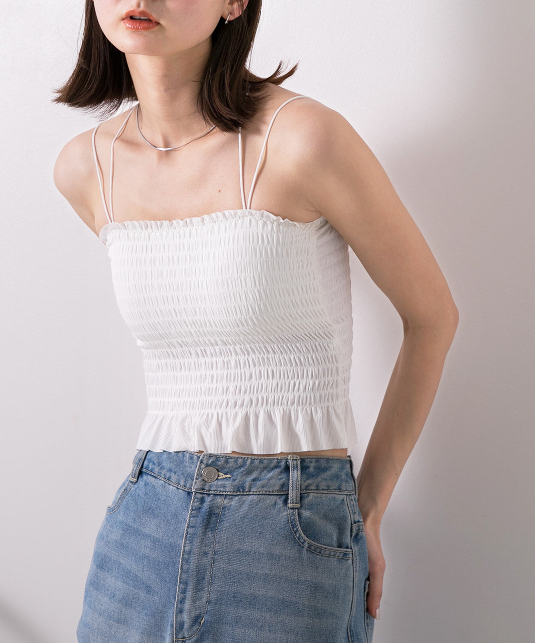 Adthie ad thie 【2024SS New Collection】 Back Cross Shirring Camisole