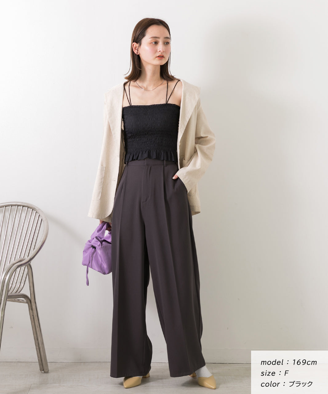 Adthie ad thie 【2024SS New Collection】 Back Cross Shirring Camisole